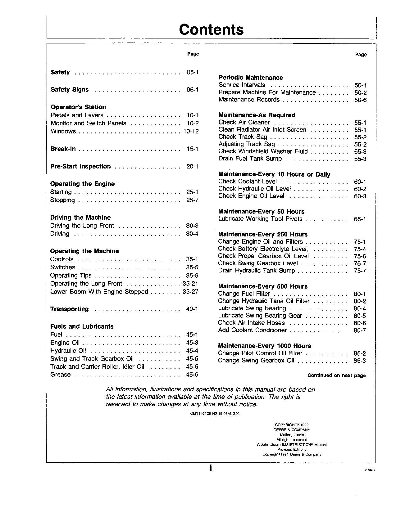 JOHN DEERE 790ELC EXCAVATOR OPERATORS MANUAL #1