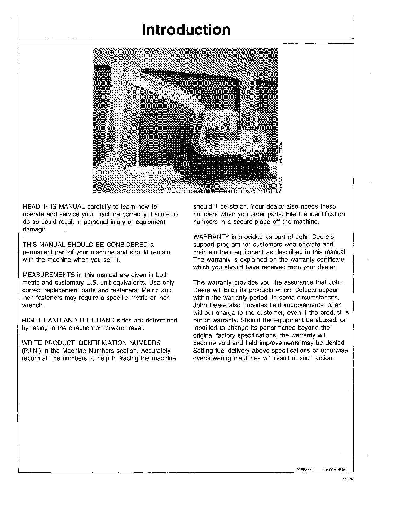 JOHN DEERE 490E EXCAVATOR OPERATORS MANUAL #2