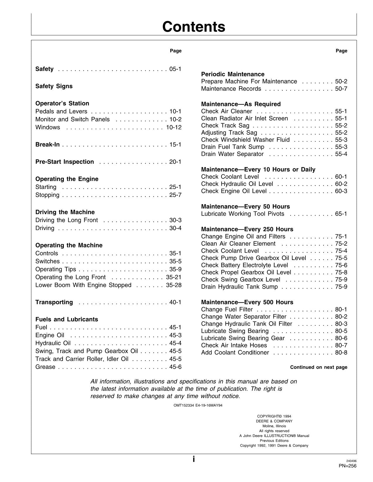 JOHN DEERE 790ELC EXCAVATOR OPERATORS MANUAL #2