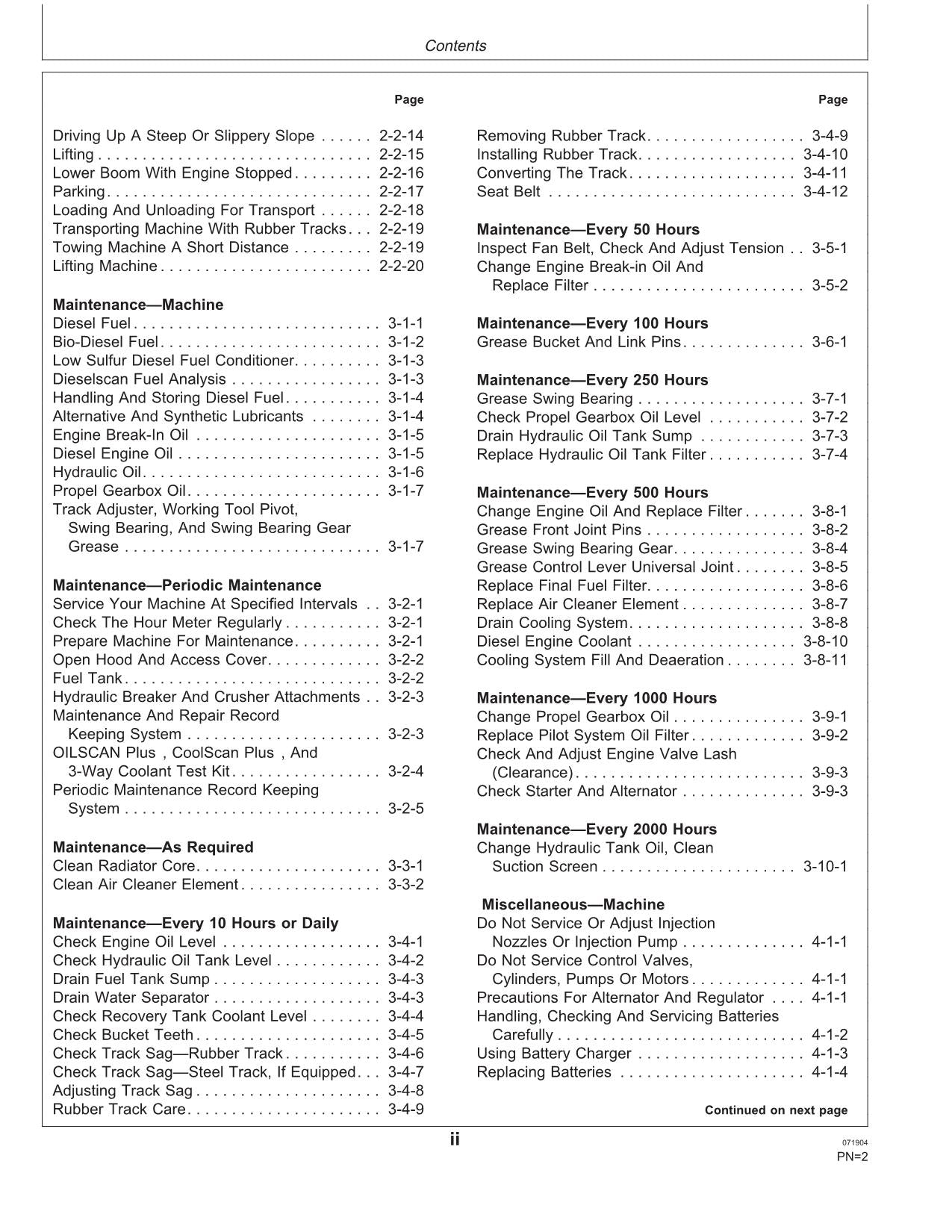 JOHN DEERE 50CZTS EXCAVATOR OPERATORS MANUAL