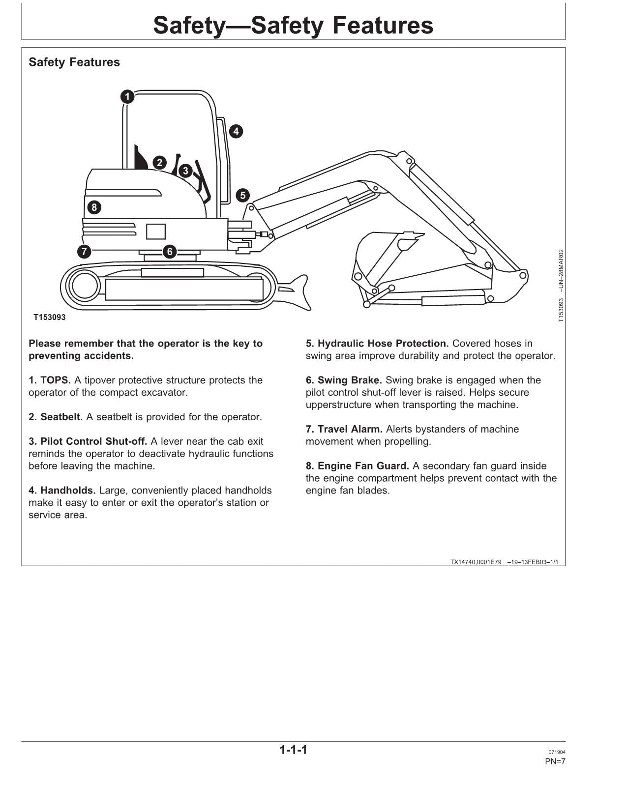 JOHN DEERE 50CZTS EXCAVATOR OPERATORS MANUAL