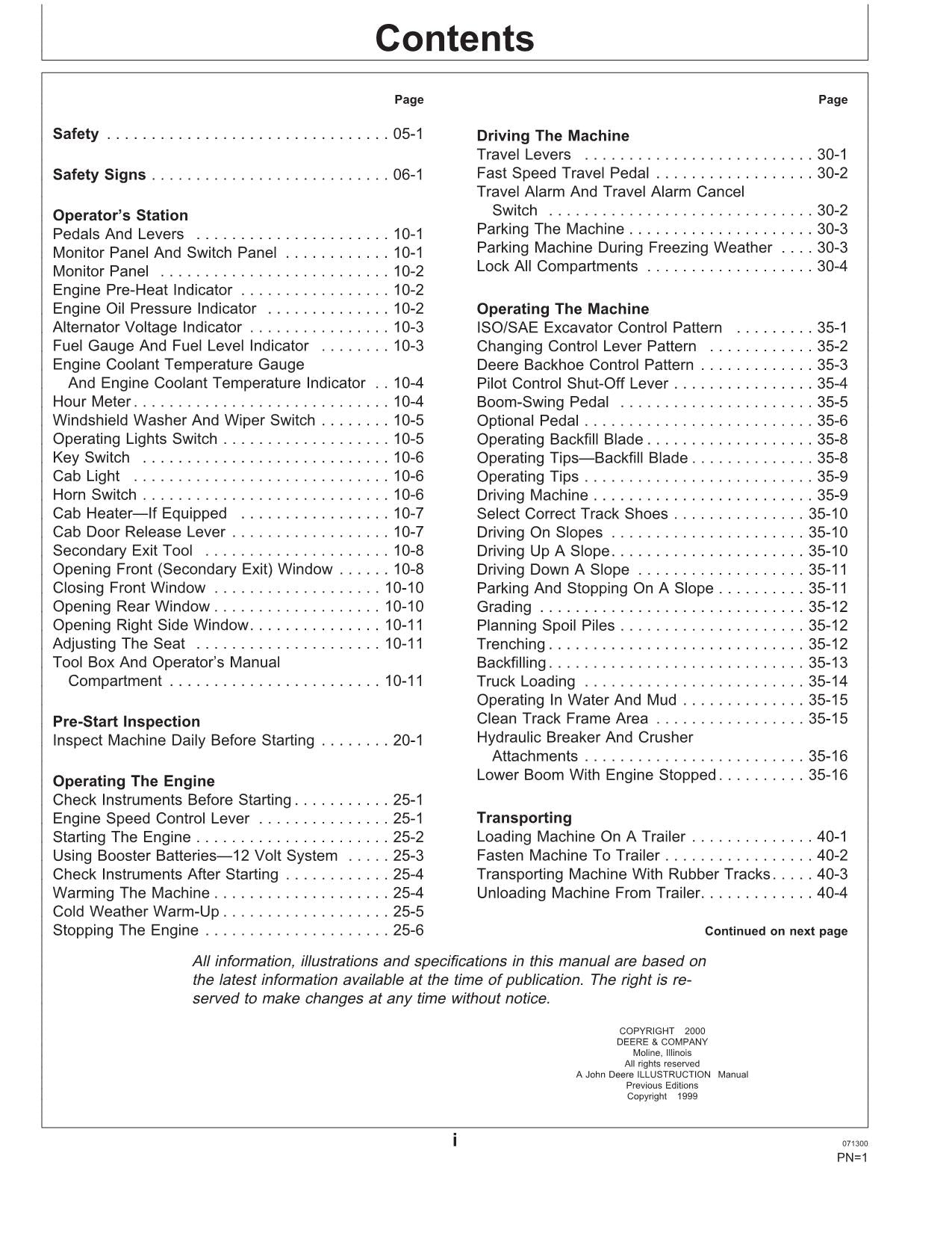 JOHN DEERE 27ZTS 35ZTS EXCAVATOR OPERATORS MANUAL