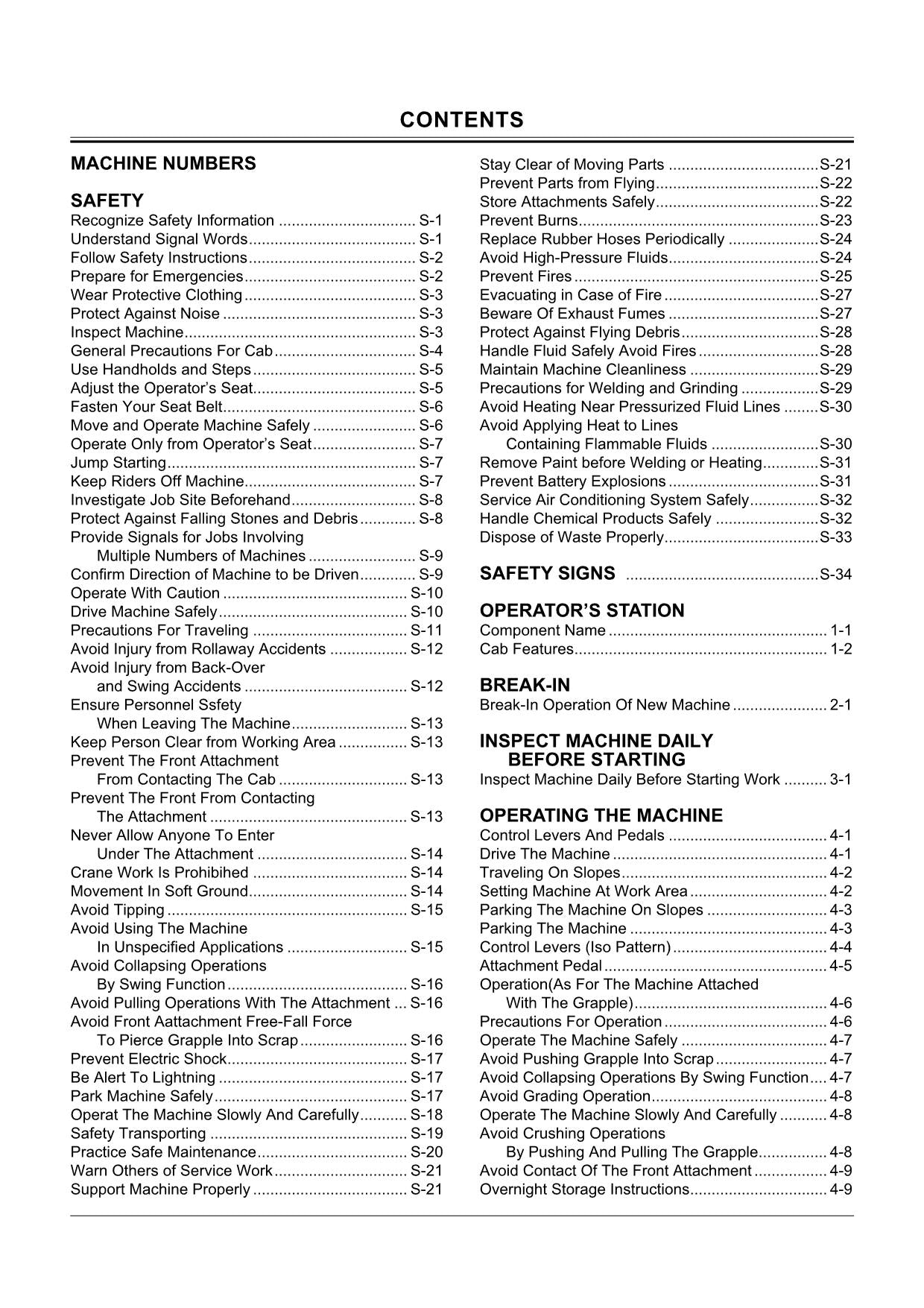 HITACHI ZAXIS ZX 230LC EXCAVATOR OPERATORS MANUAL