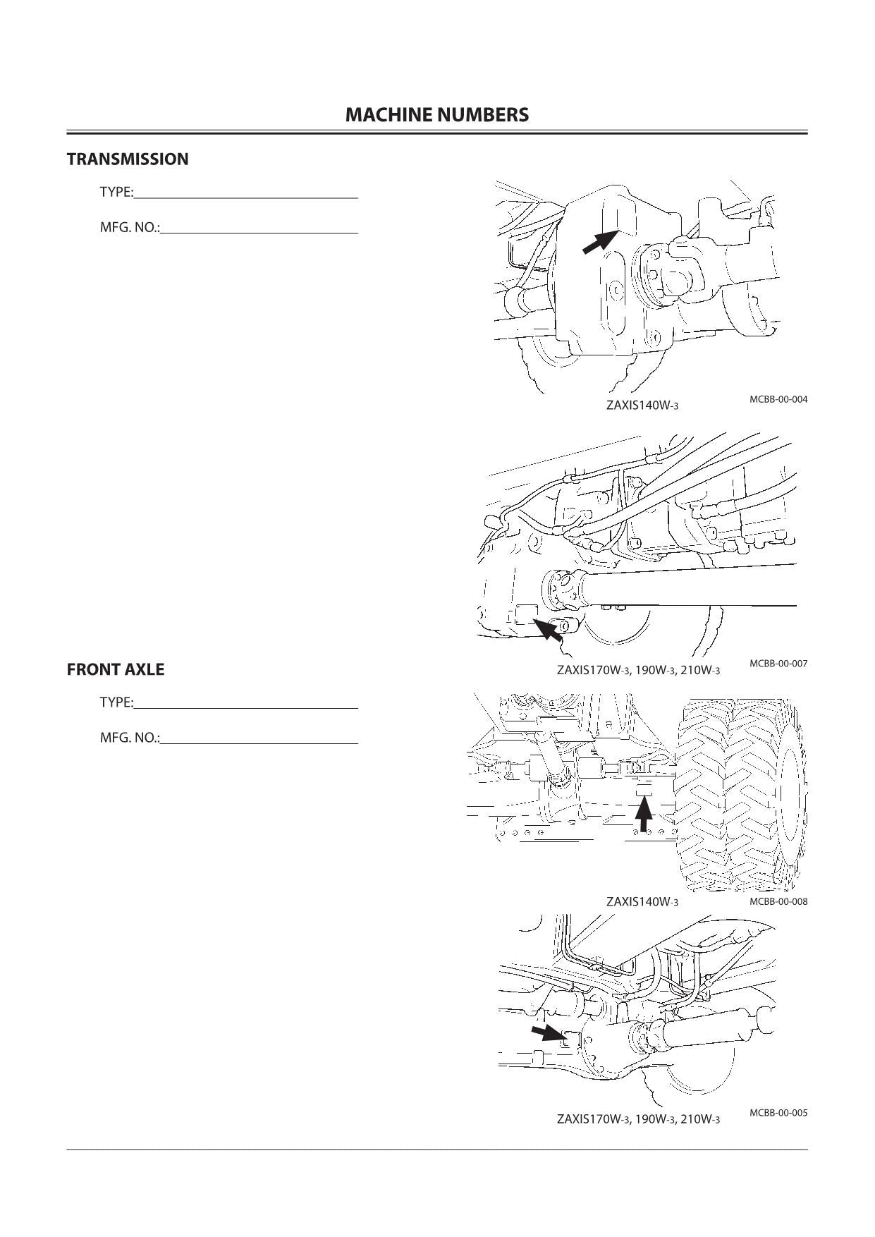 HITACHI ZAXIS ZX 140W-3 170W-3 190W-3 210W-3 EXCAVATOR OPERATORS MANUAL #1