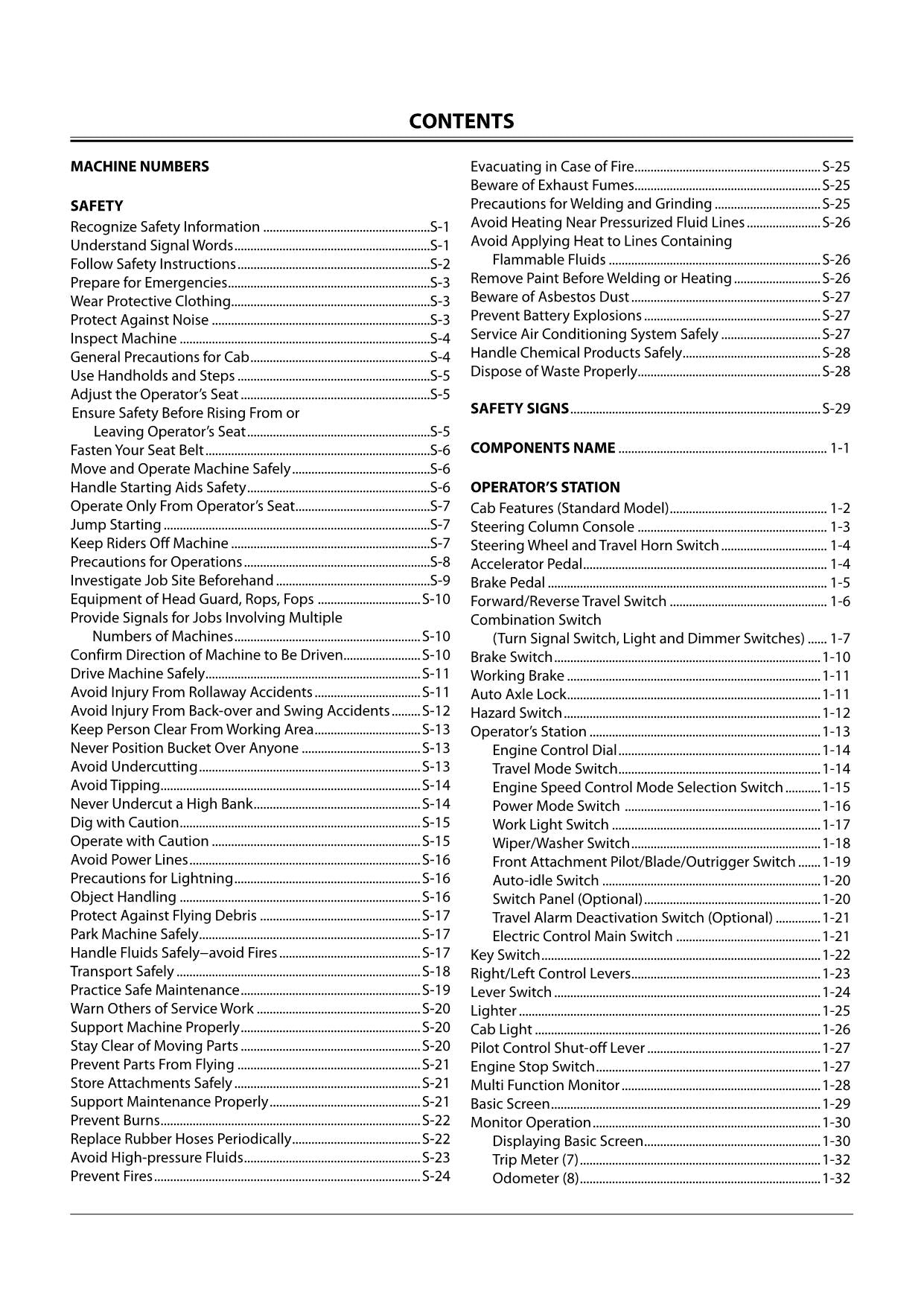 HITACHI ZAXIS ZX 190W-3 220W-3 EXCAVATOR OPERATORS MANUAL