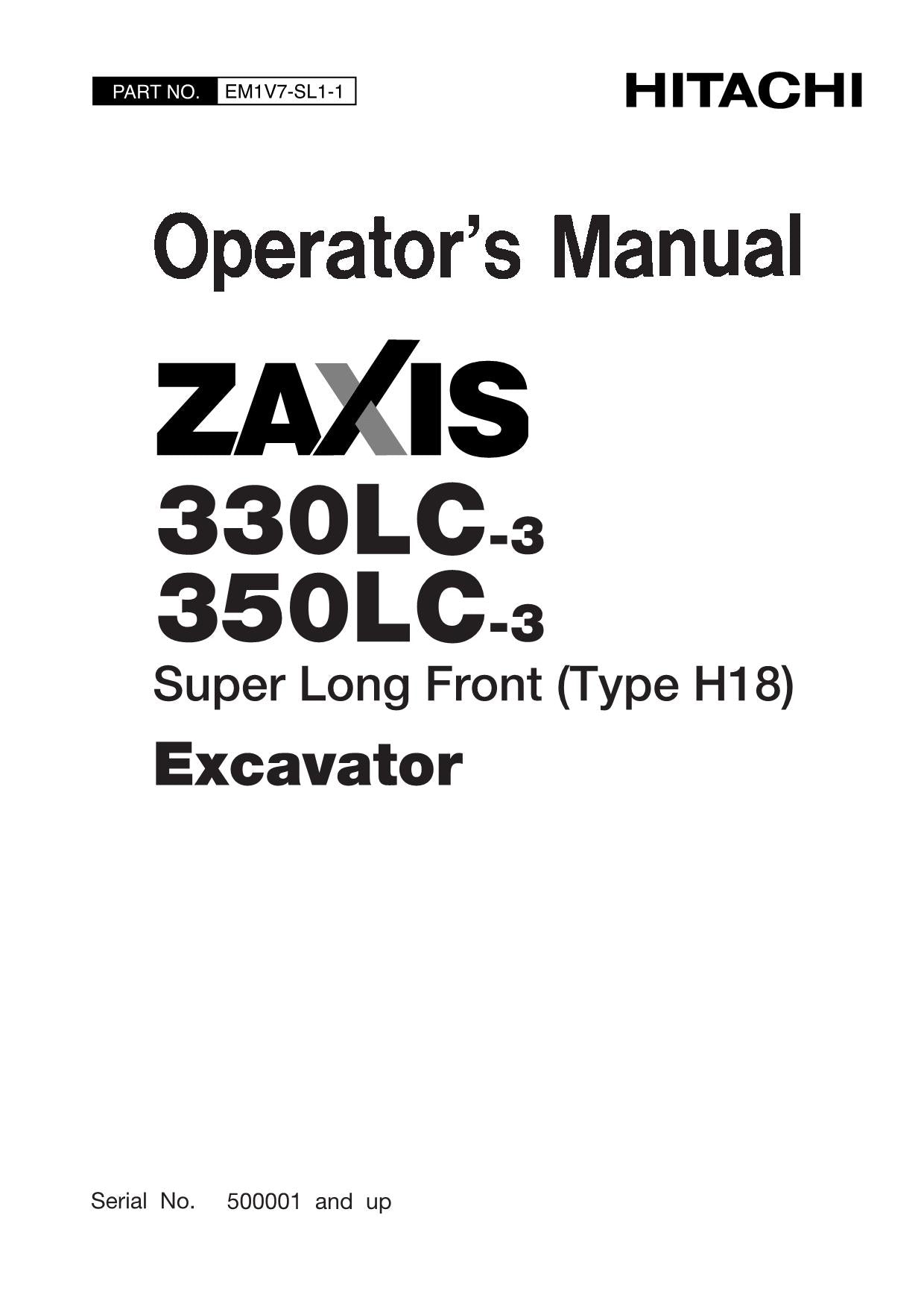 MANUEL D'UTILISATION DE L'EXCAVATRICE HITACHI ZAXIS ZX 330LC-3 350LC-3