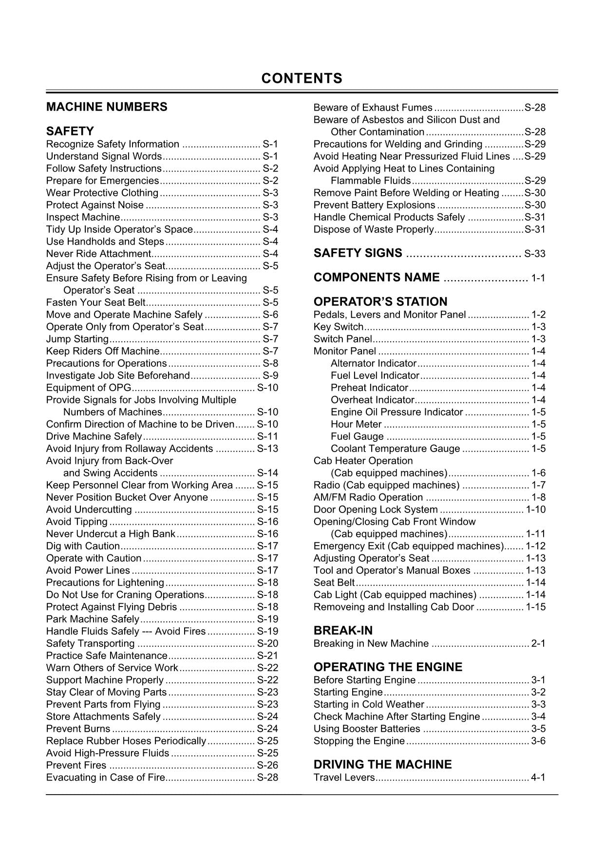 HITACHI ZAXIS ZX 17U-2 EXCAVATOR OPERATORS MANUAL