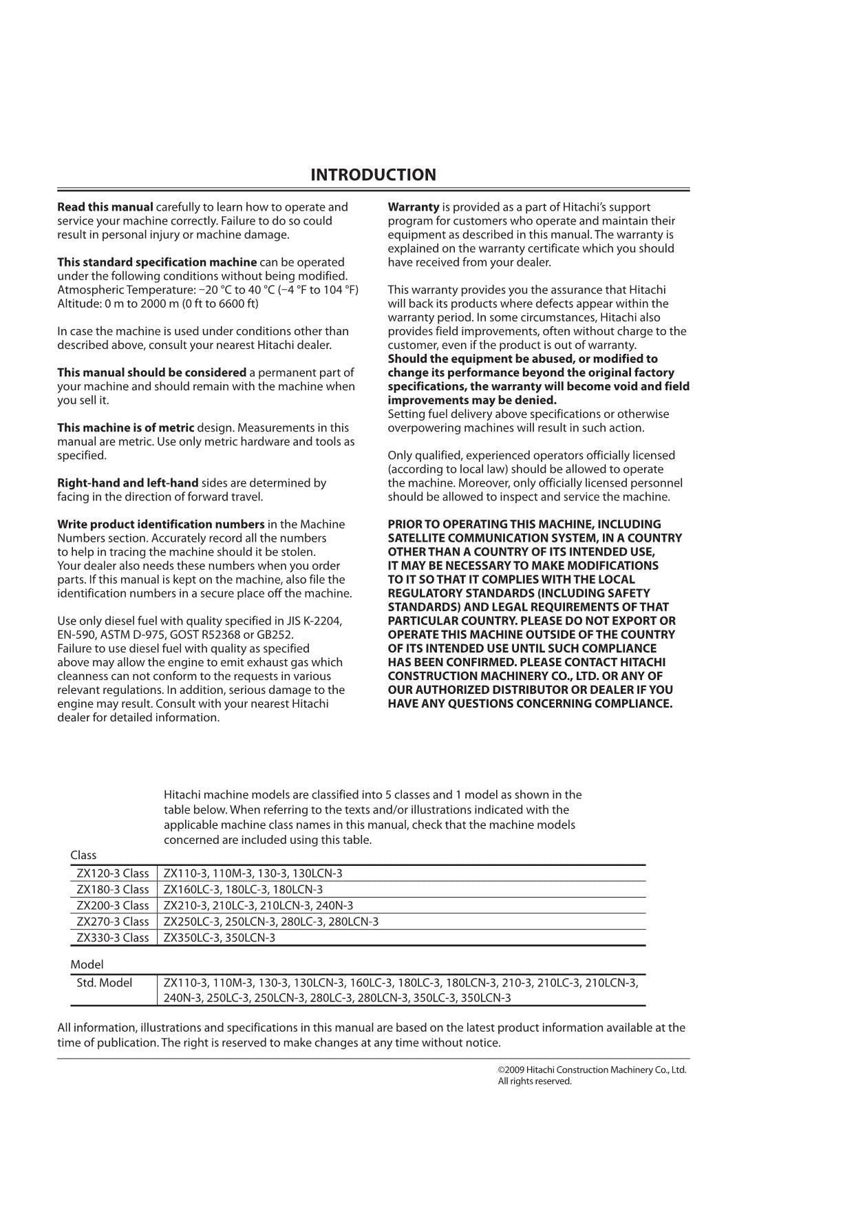 HITACHI ZAXIS ZX 120-3 180-3 200-3 270-3 330-3 EXCAVATOR OPERATORS MANUAL #2