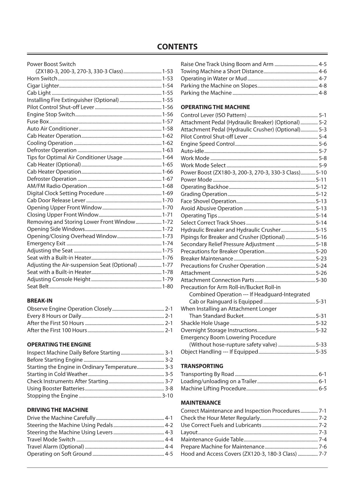 HITACHI ZAXIS ZX 120-3 180-3 200-3 270-3 330-3 EXCAVATOR OPERATORS MANUAL #2