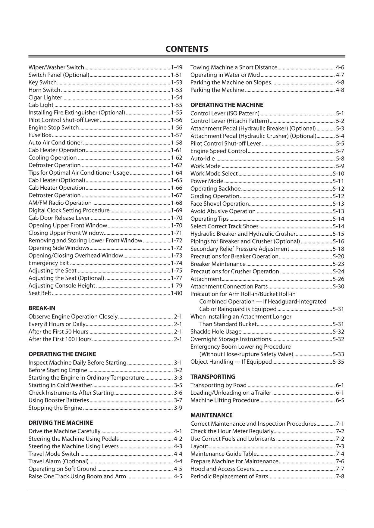 HITACHI ZAXIS ZX 135US-3 225USLC-3 225USRLC-3 EXCAVATOR OPERATORS MANUAL