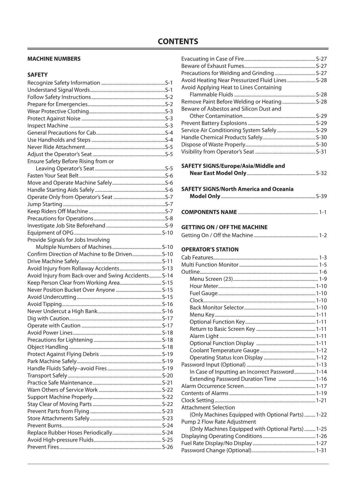 HITACHI ZAXIS ZX 450-3 470H-3 EXCAVATOR OPERATORS MANUAL