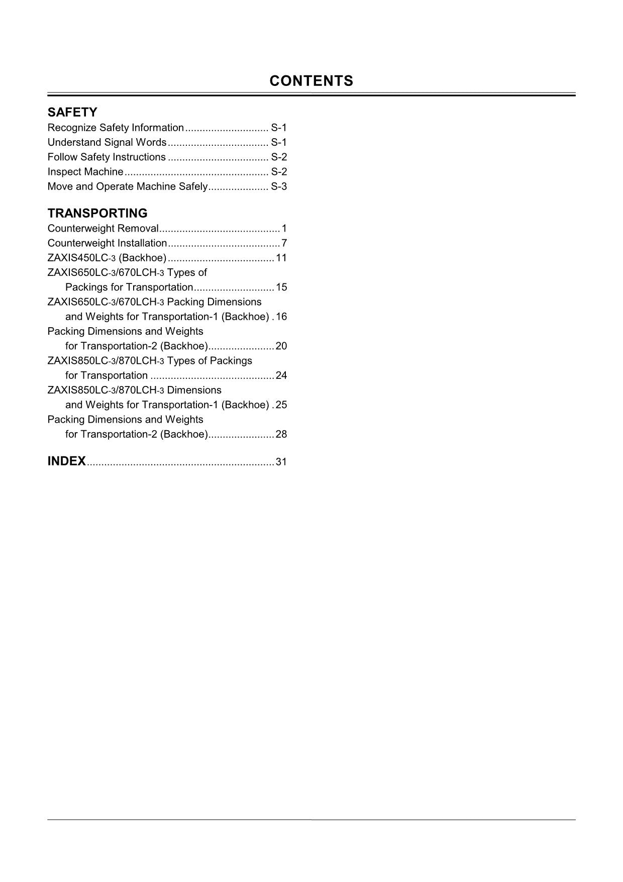 HITACHI ZAXIS ZX 450LC-3 650LC-3 850LC-3 EXCAVATOR OPERATORS MANUAL