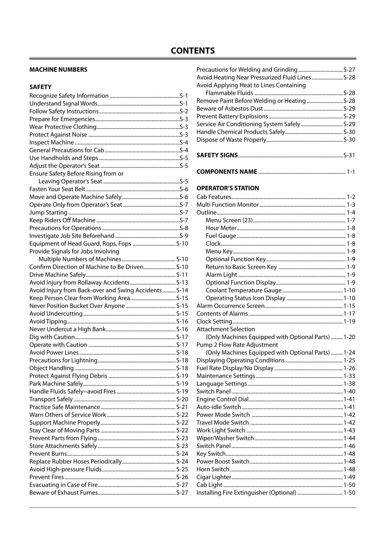 HITACHI ZAXIS ZX 120-3 160LC-3 200LC-3 240LC-3 270LC-3 EXCAVATOR OPERATORS MANUAL