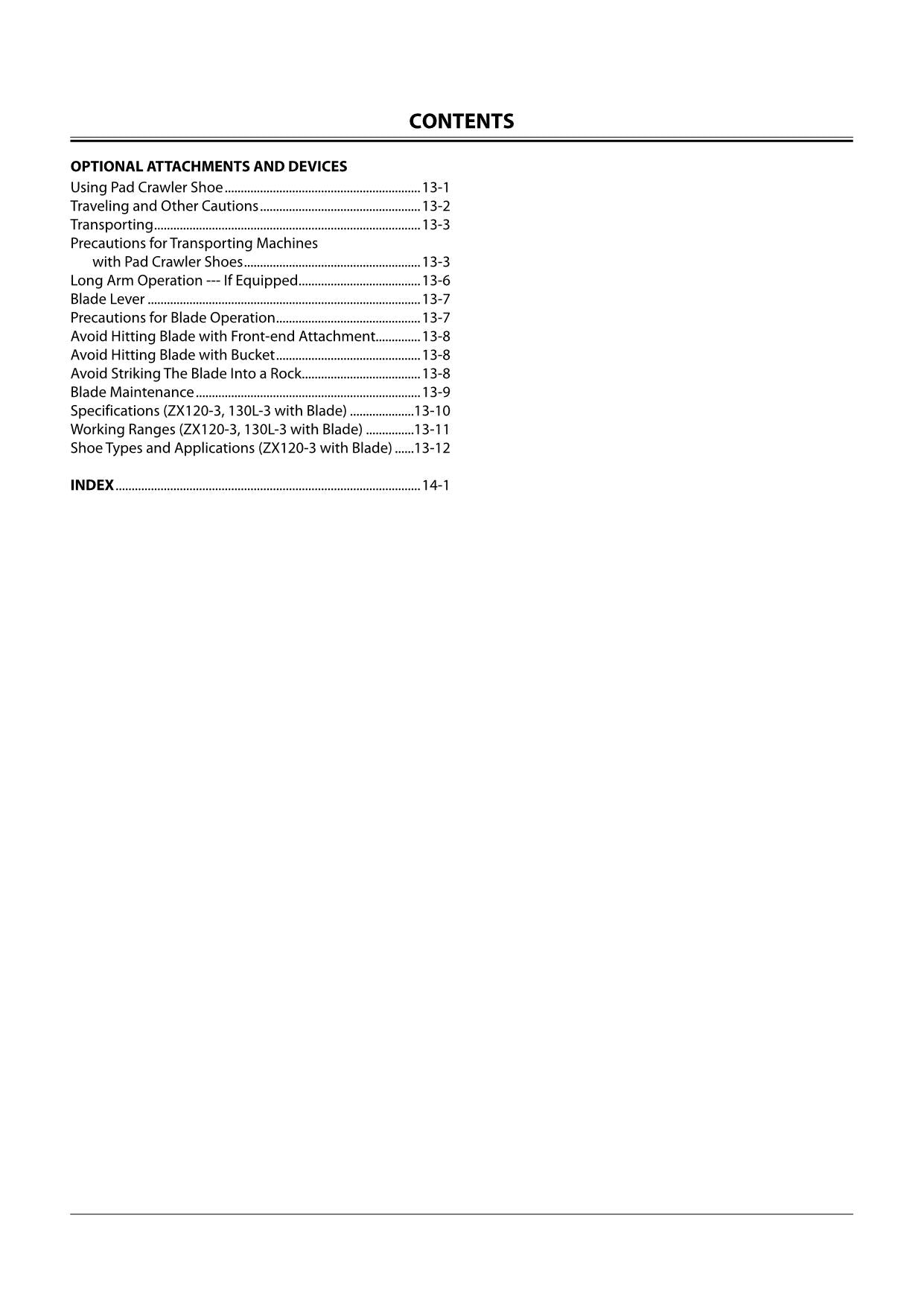 HITACHI ZAXIS ZX 120-3 160LC-3 200LC-3 240LC-3 270LC-3 EXCAVATOR OPERATORS MANUAL