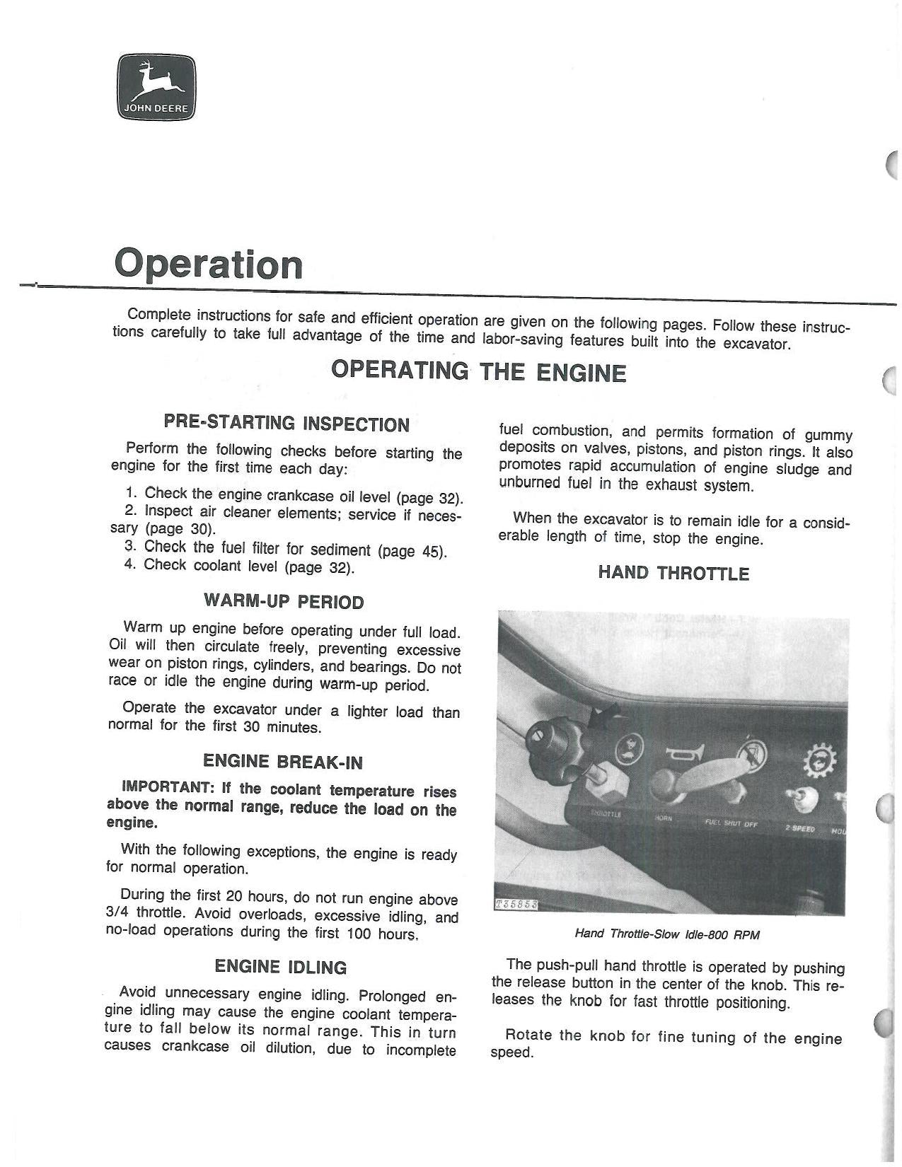 JOHN DEERE 690B EXCAVATOR OPERATORS MANUAL OMT53764