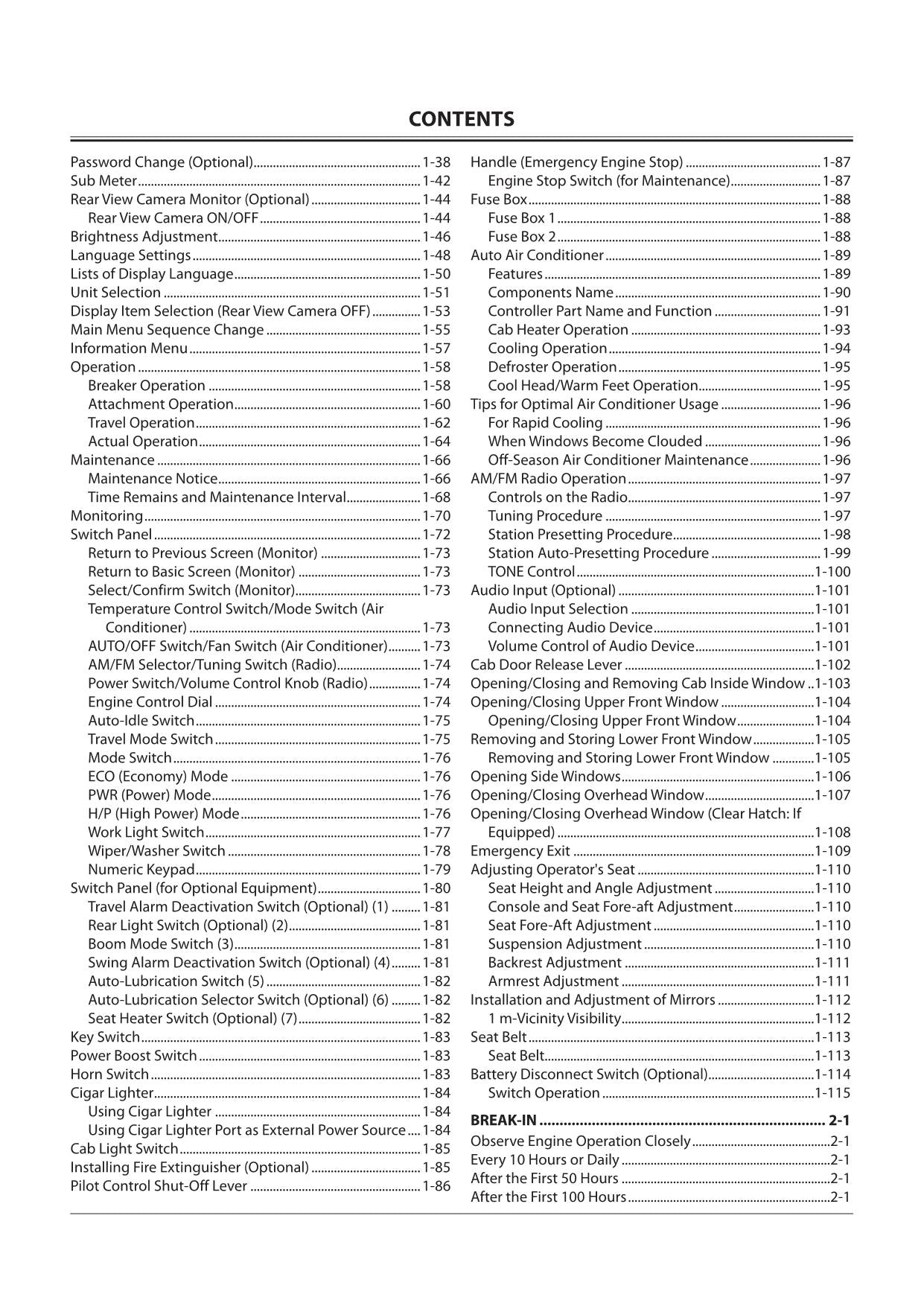 HITACHI ZAXIS ZX 35U-5N 50U-5N 60USB-5N EXCAVATOR OPERATORS MANUAL ...