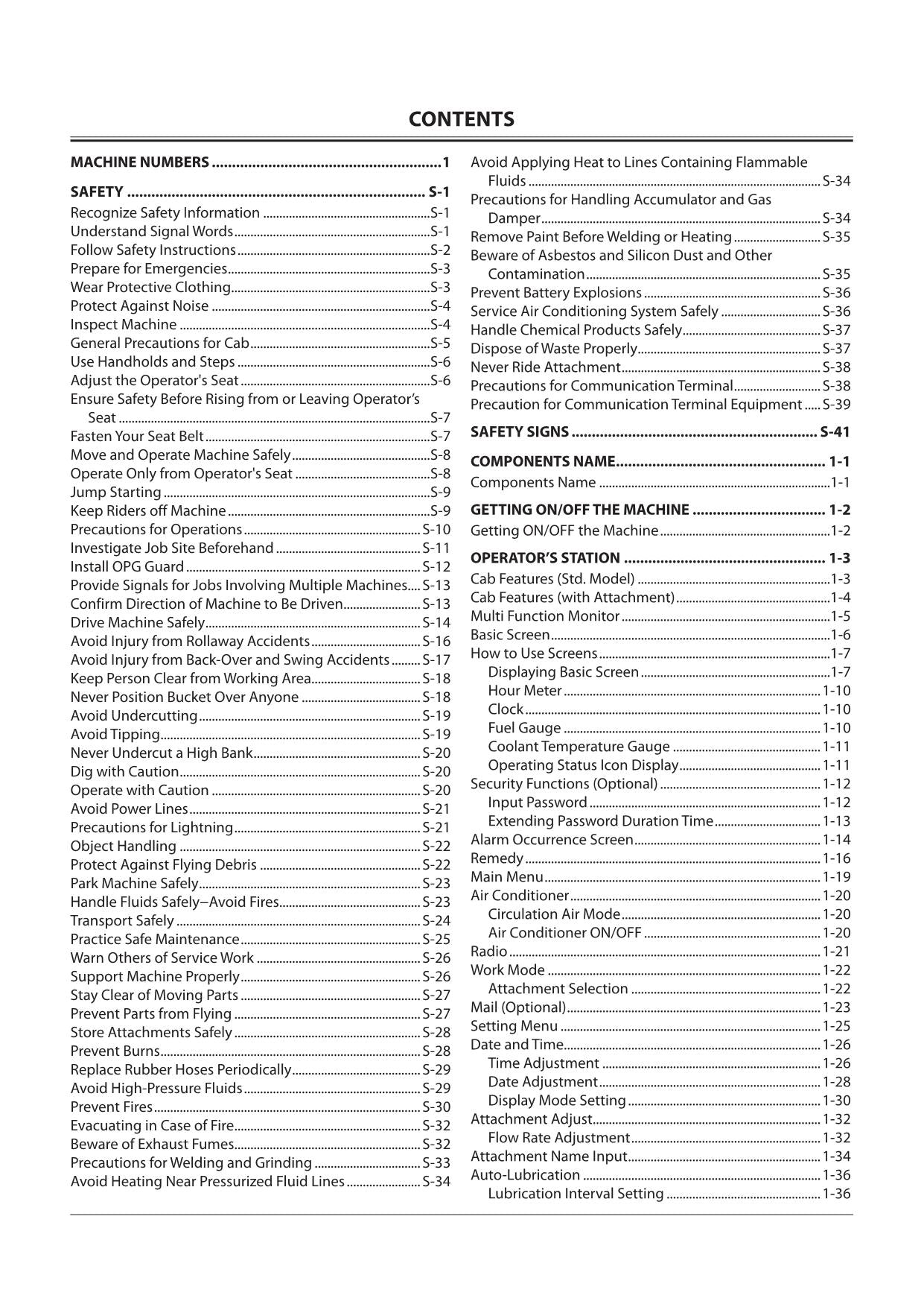 HITACHI ZAXIS ZX 35U-5N 50U-5N 60USB-5N EXCAVATOR OPERATORS MANUAL