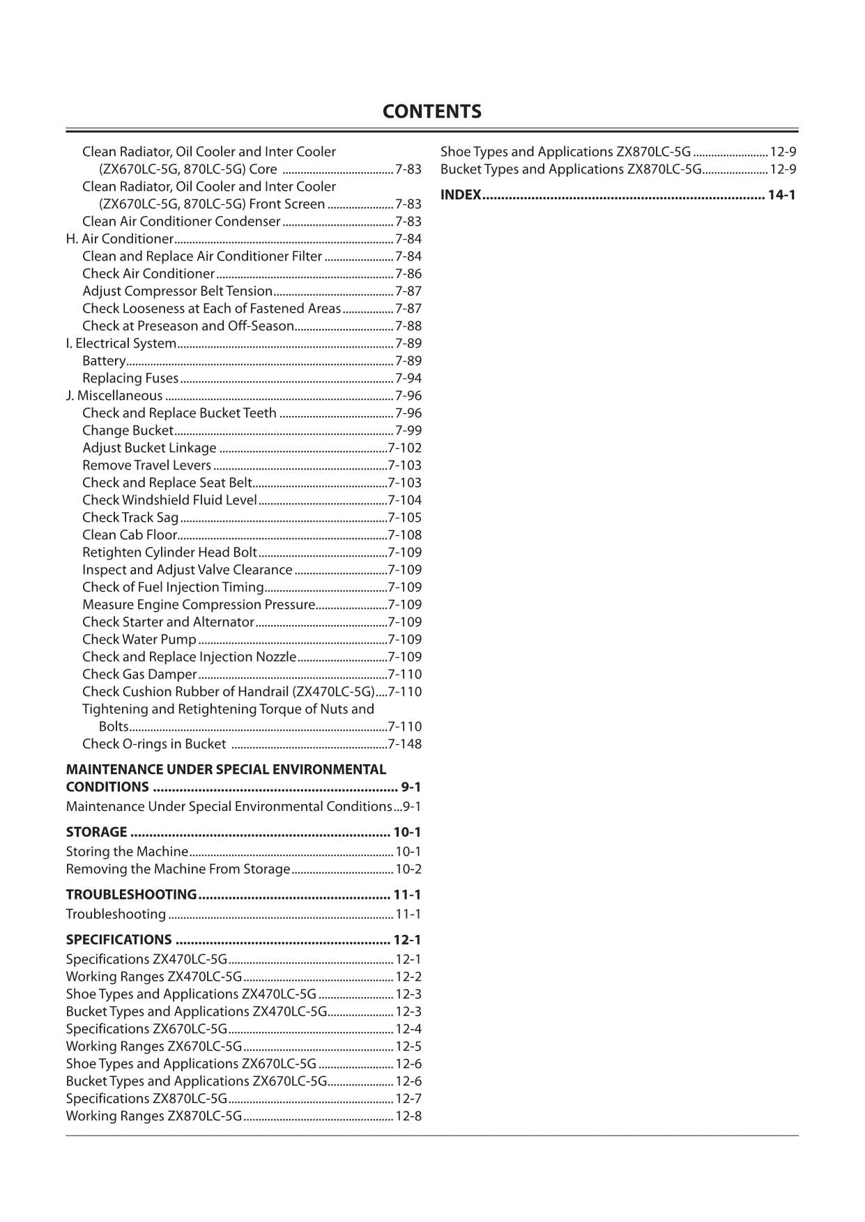 HITACHI ZAXIS ZX 470LC-5G 670LC-5G 870LC-5G EXCAVATOR OPERATORS MANUAL