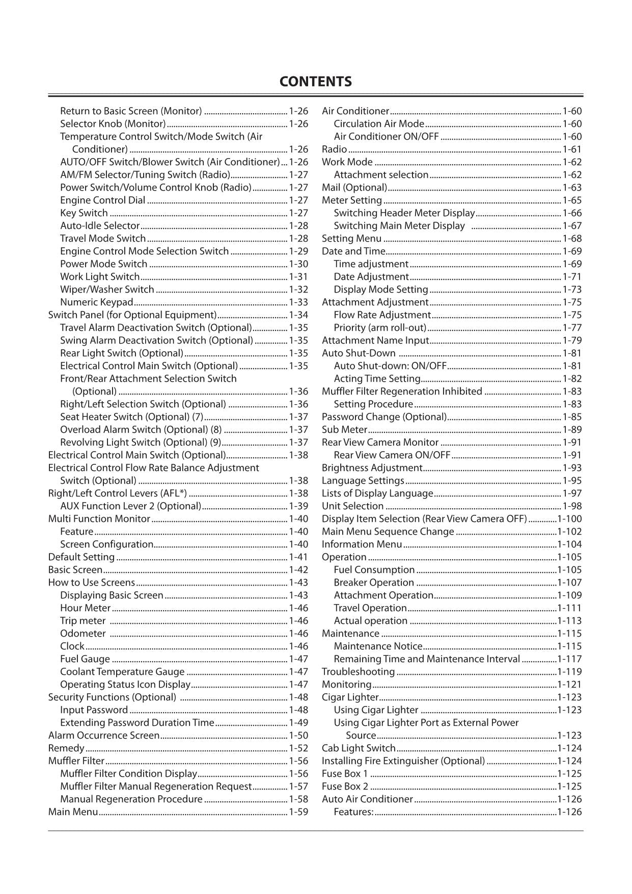 HITACHI ZAXIS ZX 190W-5N 230W-5N EXCAVATOR OPERATORS MANUAL