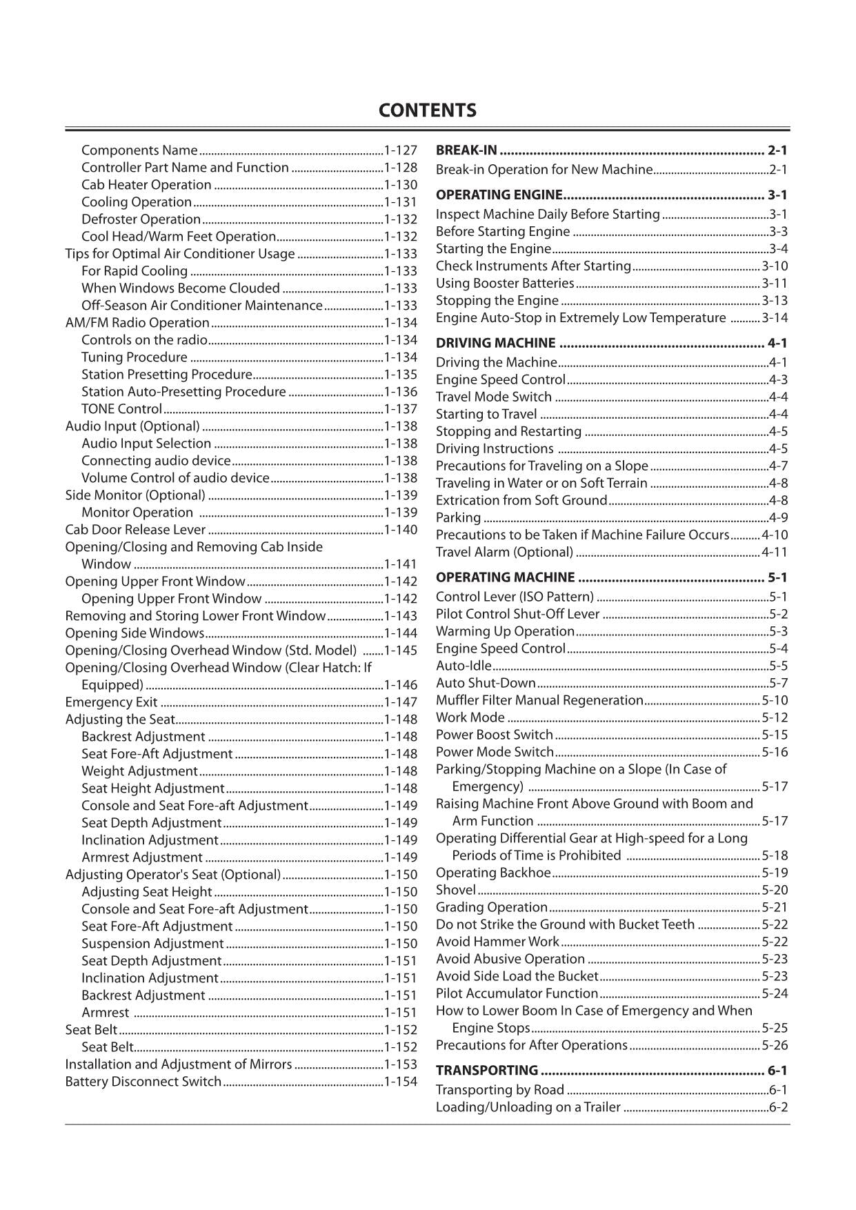 HITACHI ZAXIS ZX 190W-5N 230W-5N EXCAVATOR OPERATORS MANUAL