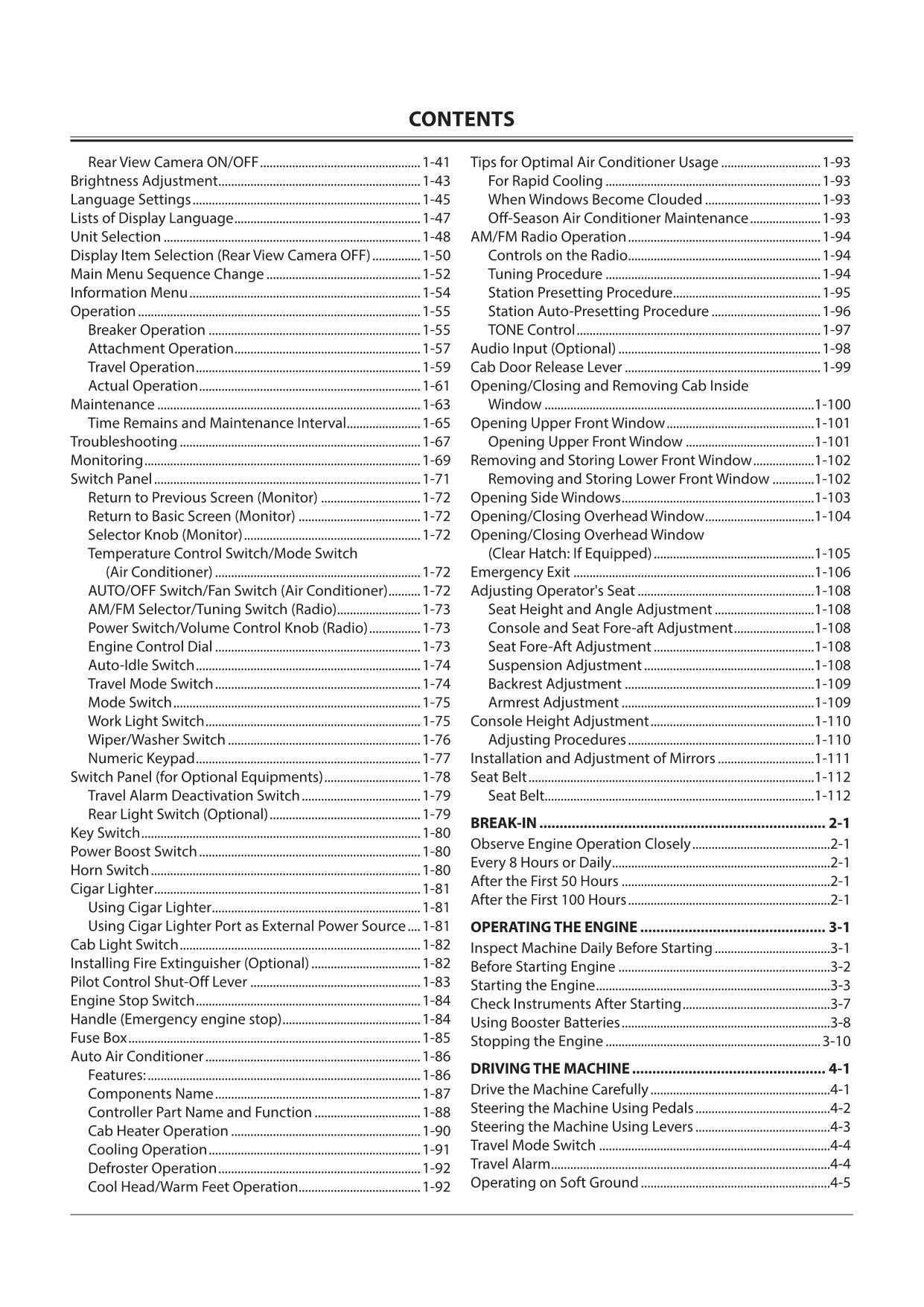 HITACHI ZAXIS ZX 160LC-5G 180LC-5G 210-5G 210LC-5G 250LC-5G 350LC-5G EXCAVATOR OPERATORS MANUAL