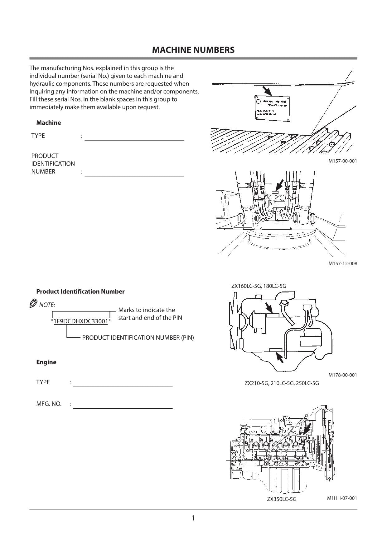 HITACHI ZAXIS ZX 160LC-5G 180LC-5G 210-5G 210LC-5G 250LC-5G 350LC-5G EXCAVATOR OPERATORS MANUAL