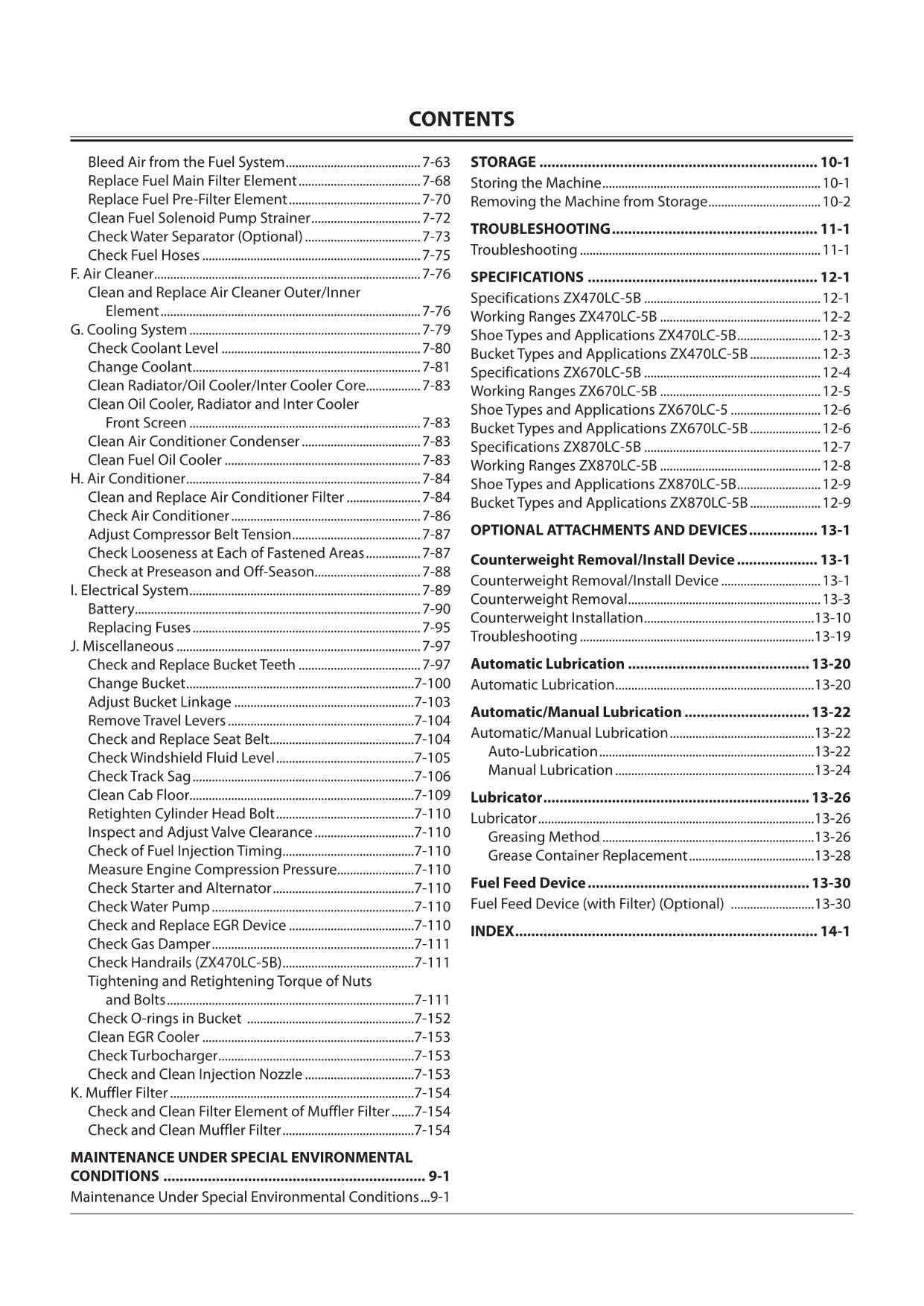 HITACHI ZAXIS ZX 470LC-5B 670LC-5B 870LC-5B EXCAVATOR OPERATORS MANUAL #1