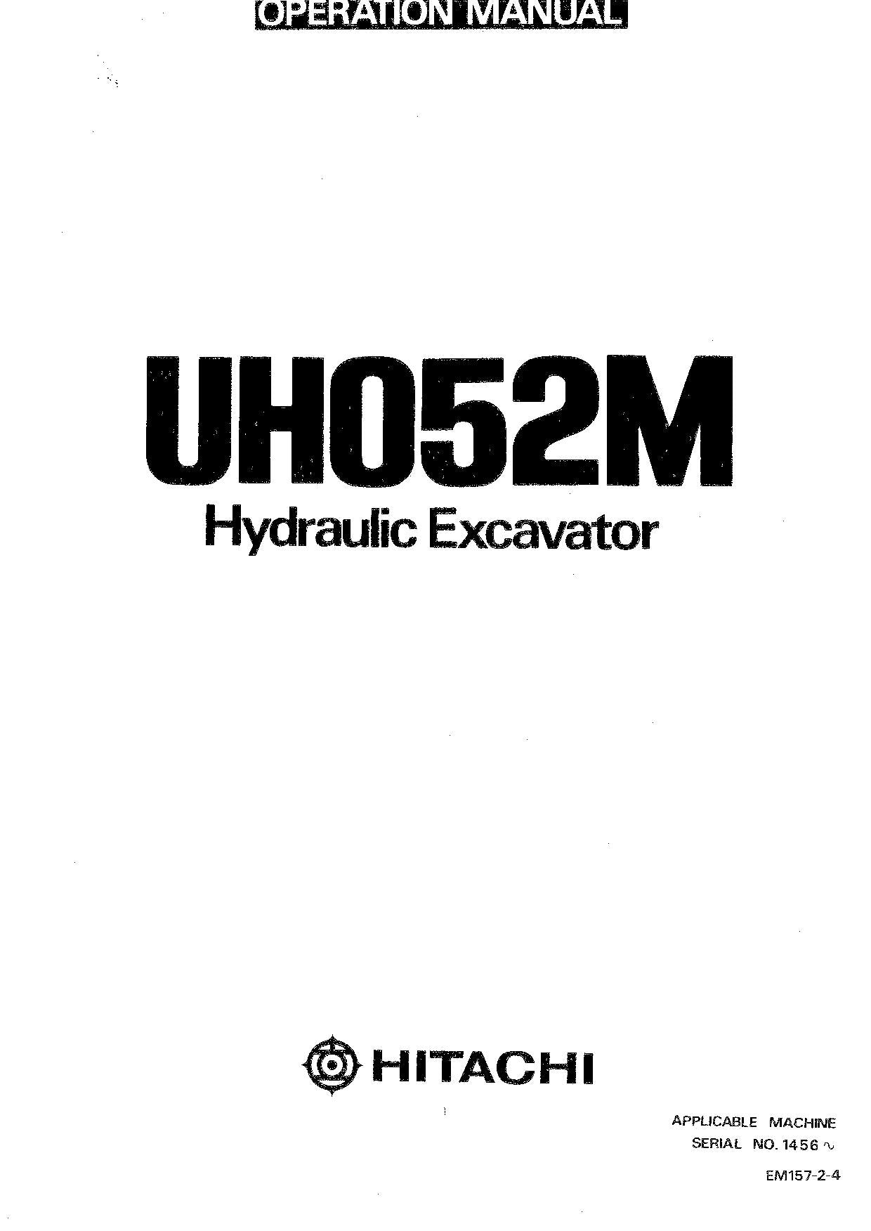 HITACHI UH052M EXCAVATOR OPERATORS MANUAL #1