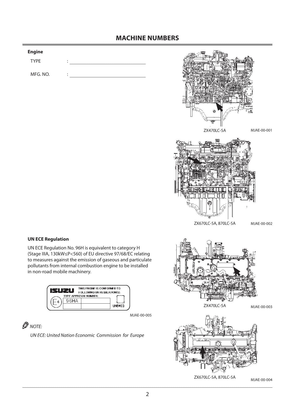 HITACHI ZAXIS ZX 470LC-5A 670LC-5A 870LC-5A EXCAVATOR OPERATORS MANUAL