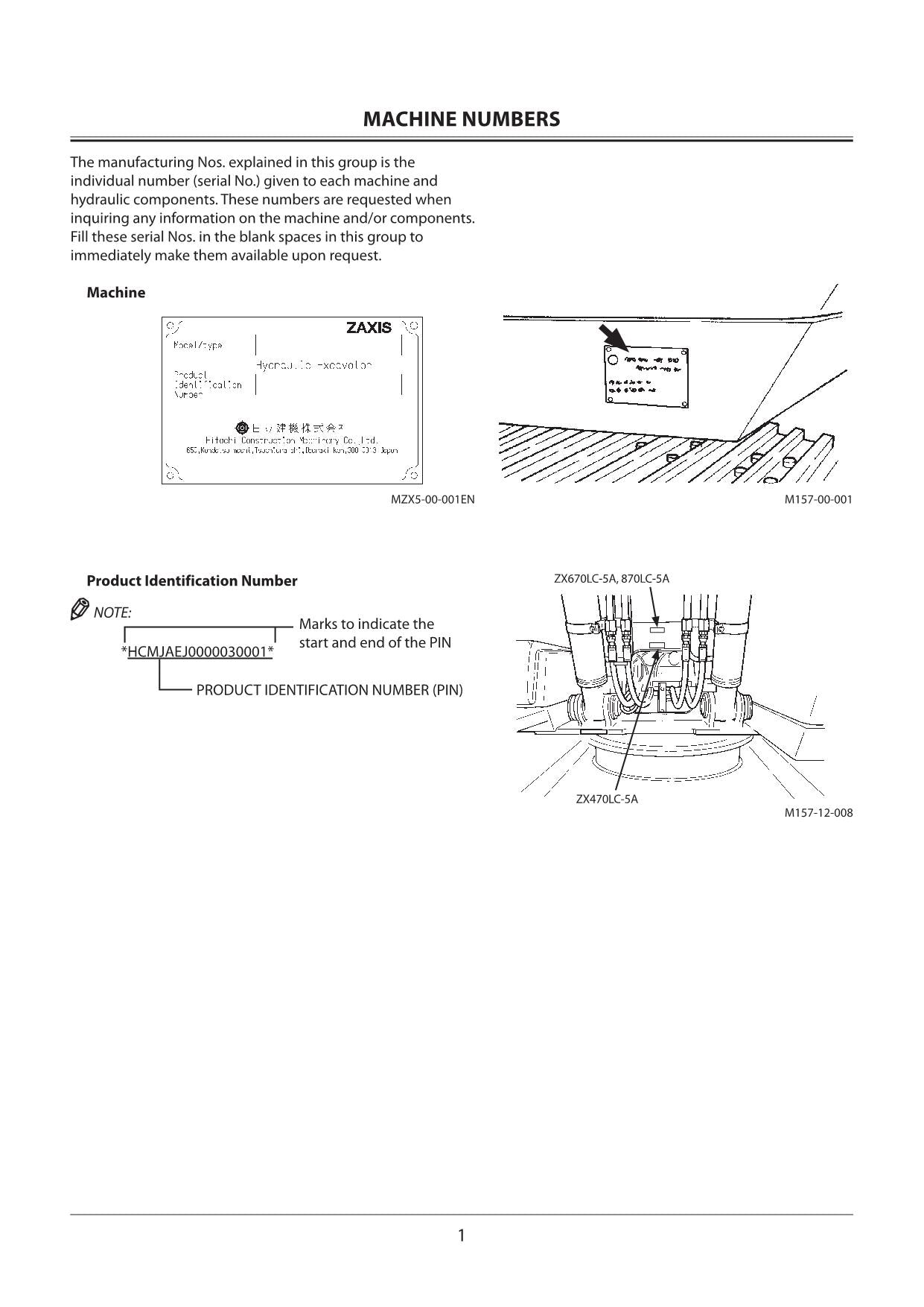 HITACHI ZAXIS ZX 470LC-5A 670LC-5A 870LC-5A EXCAVATOR OPERATORS MANUAL