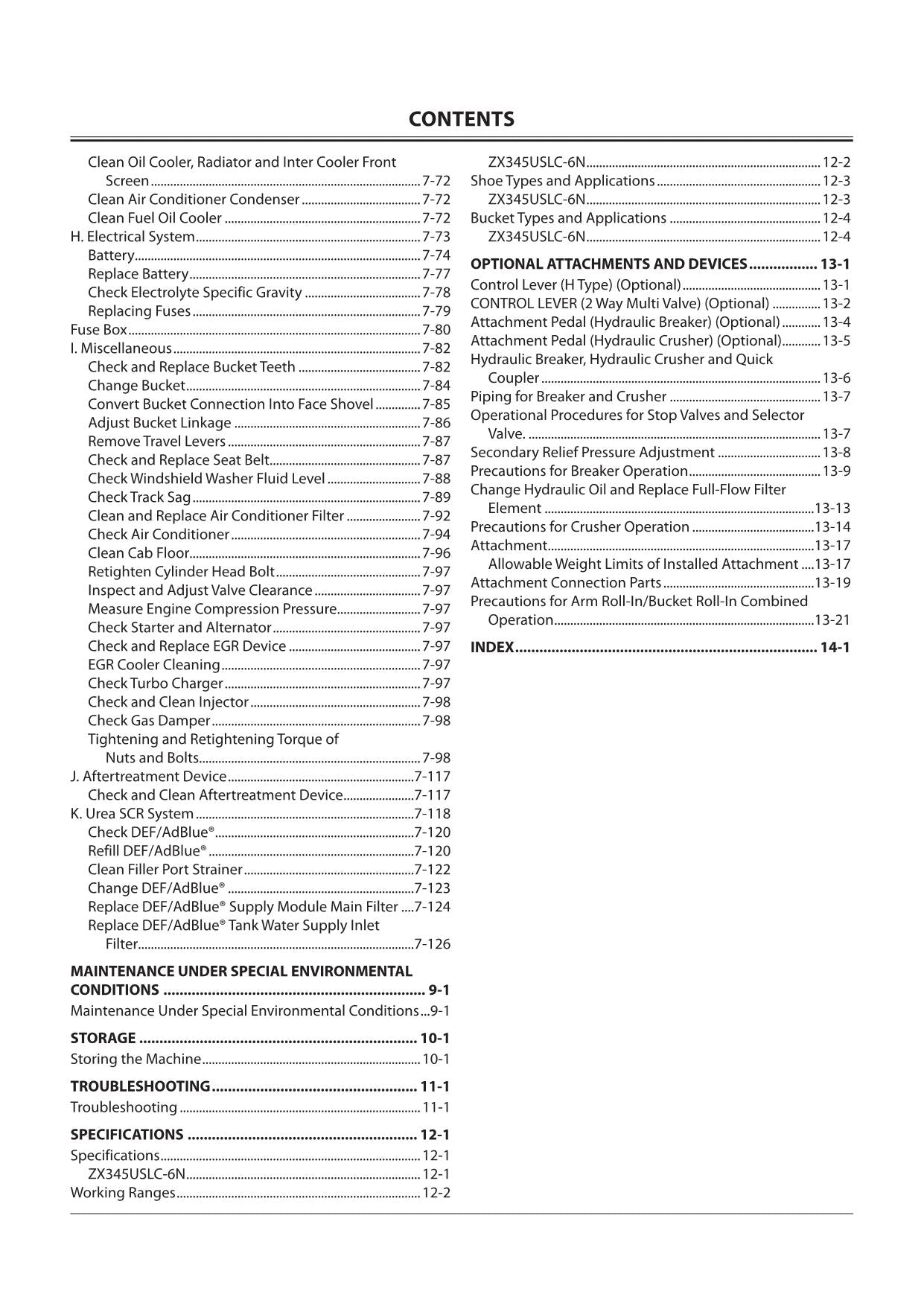 HITACHI ZAXIS ZX 345USLC-6N EXCAVATOR OPERATORS MANUAL