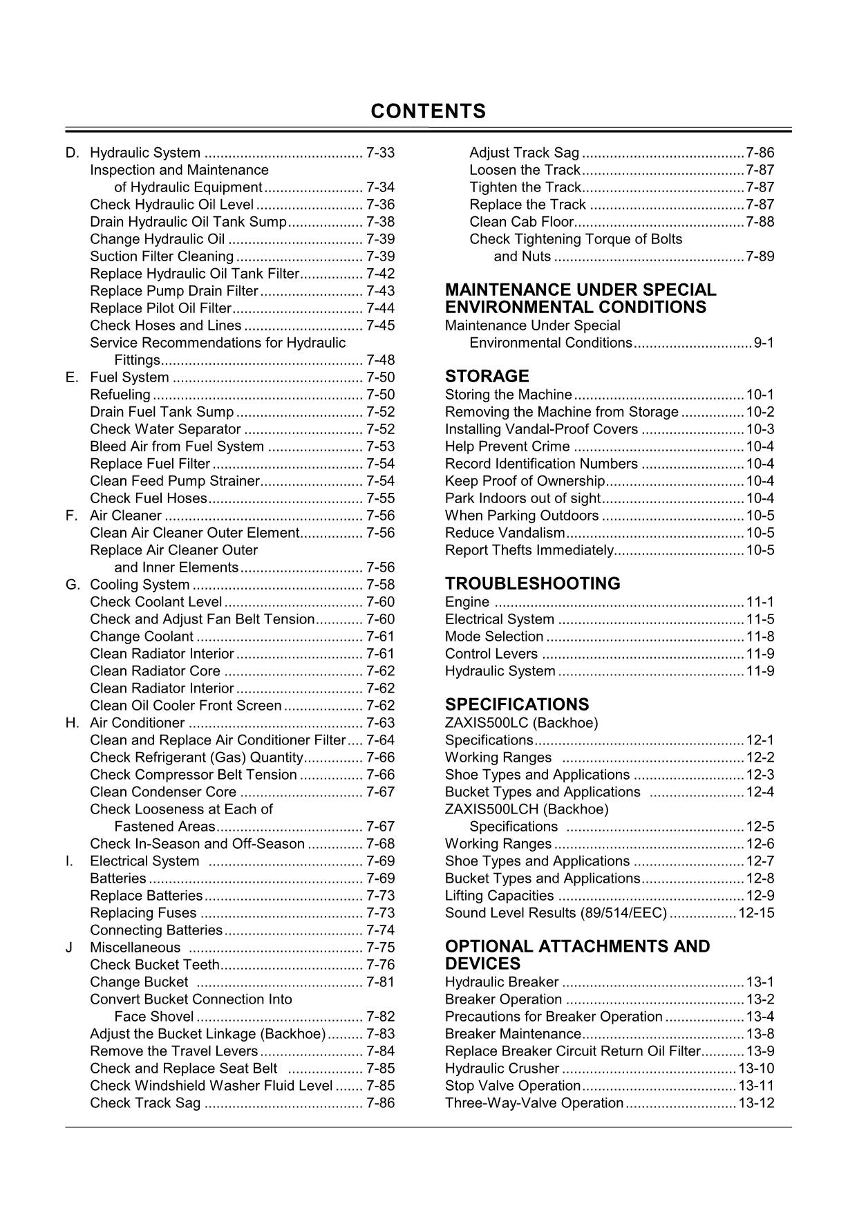 HITACHI ZAXIS ZX 500LC 500LCH EXCAVATOR OPERATORS MANUAL #1