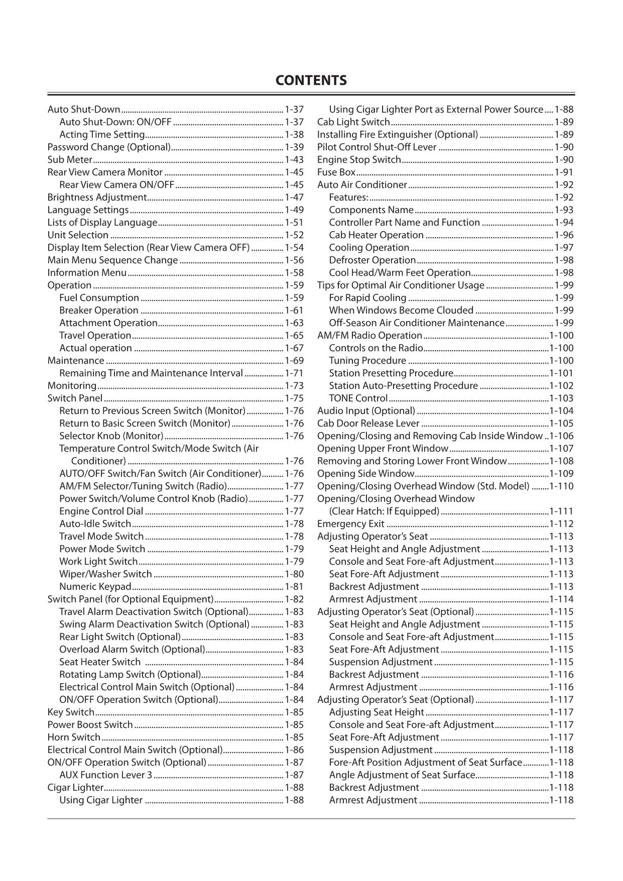 HITACHI ZAXIS ZX 210-5A 210LC-5A 350LC-5A EXCAVATOR OPERATORS MANUAL