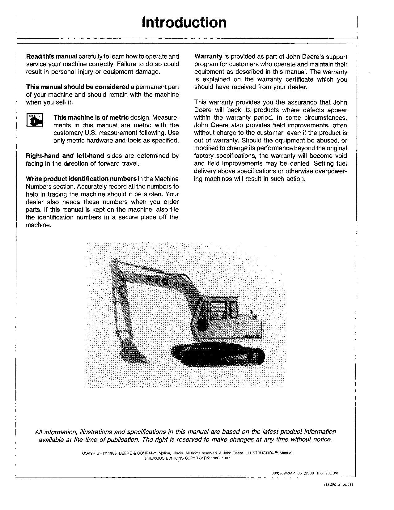 JOHN DEERE 290D BAGGER-BETRIEBSHANDBUCH