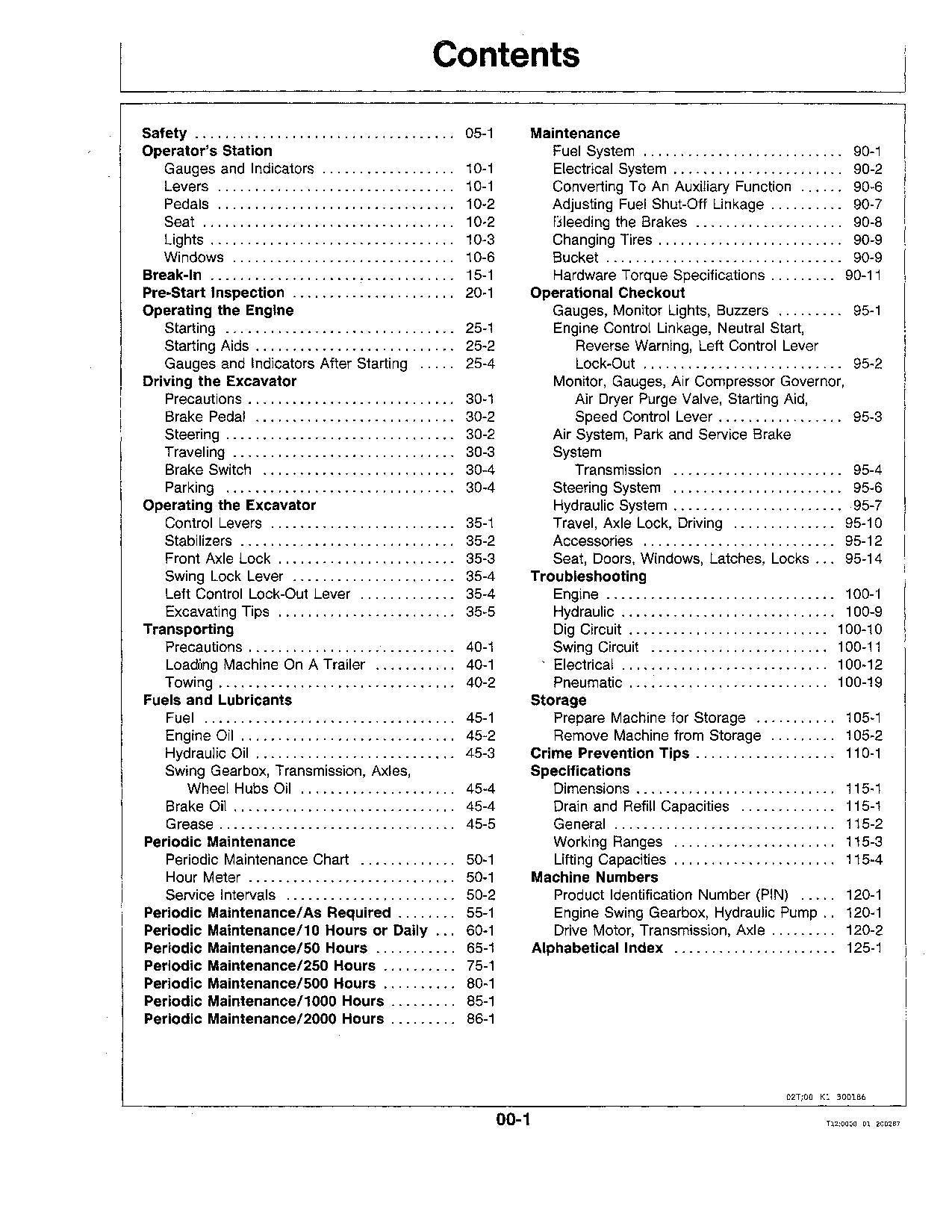 JOHN DEERE 595 EXCAVATOR OPERATORS MANUAL