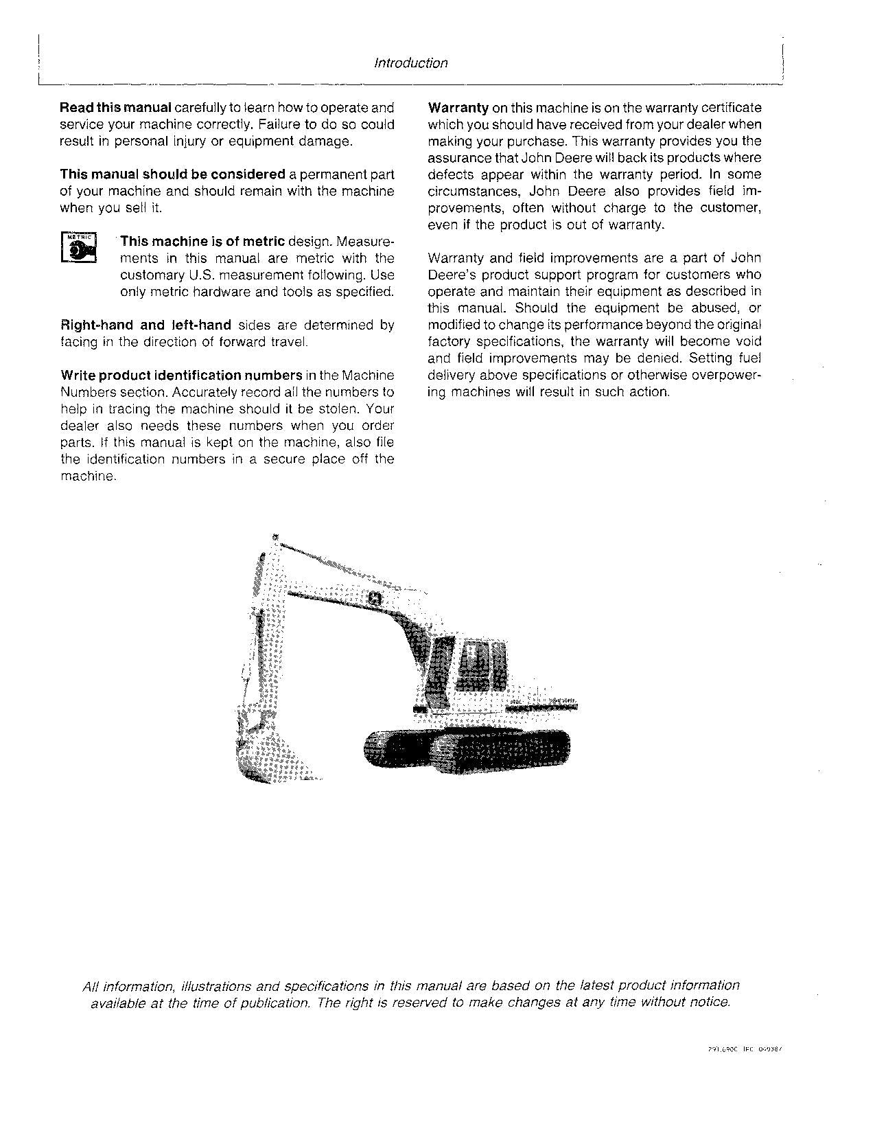 JOHN DEERE 690C EXCAVATOR OPERATORS MANUAL