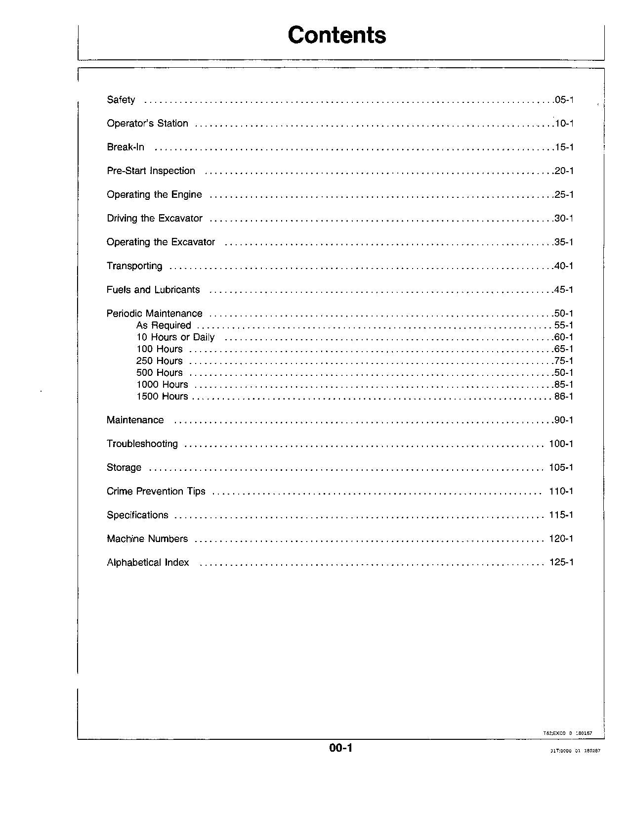 JOHN DEERE 790 EXCAVATOR OPERATORS MANUAL