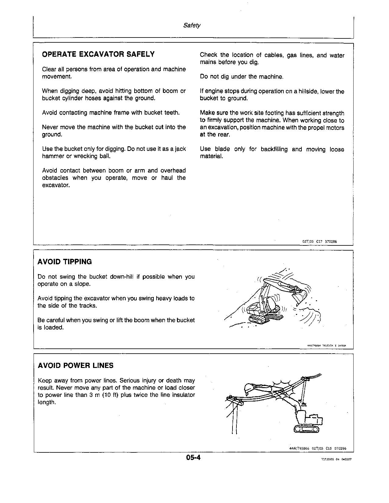 JOHN DEERE 70 EXCAVATOR OPERATORS MANUAL