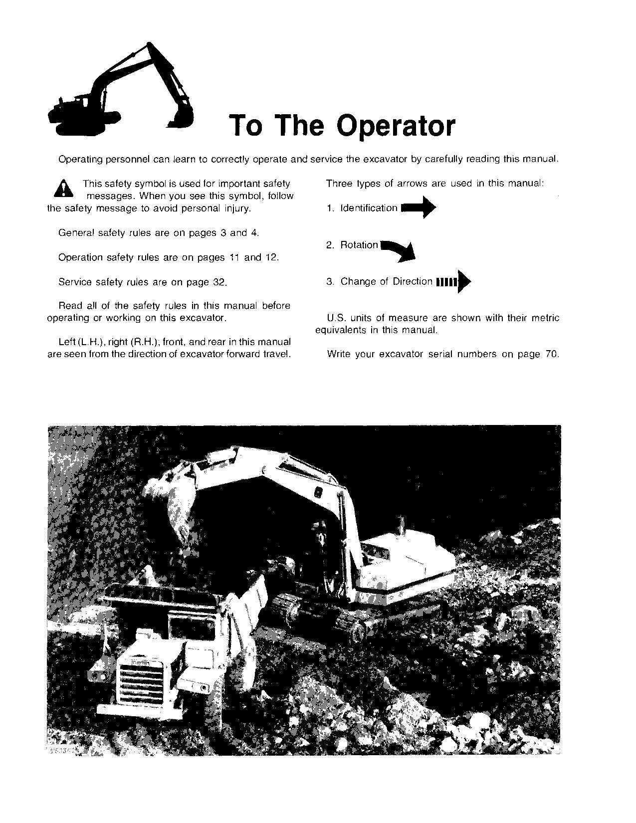 JOHN DEERE 890 EXCAVATOR OPERATORS MANUAL