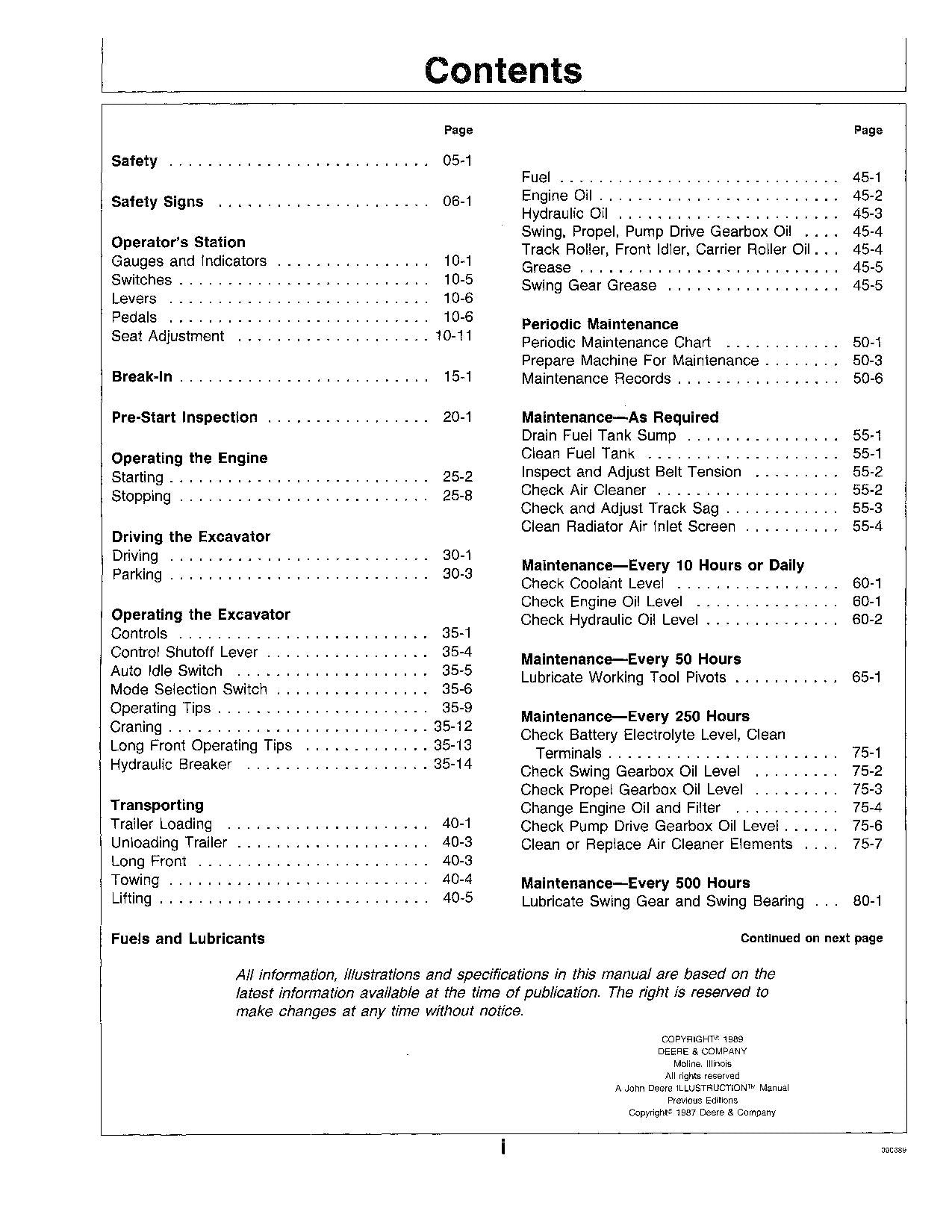 JOHN DEERE 790D 790DLC EXCAVATOR OPERATORS MANUAL