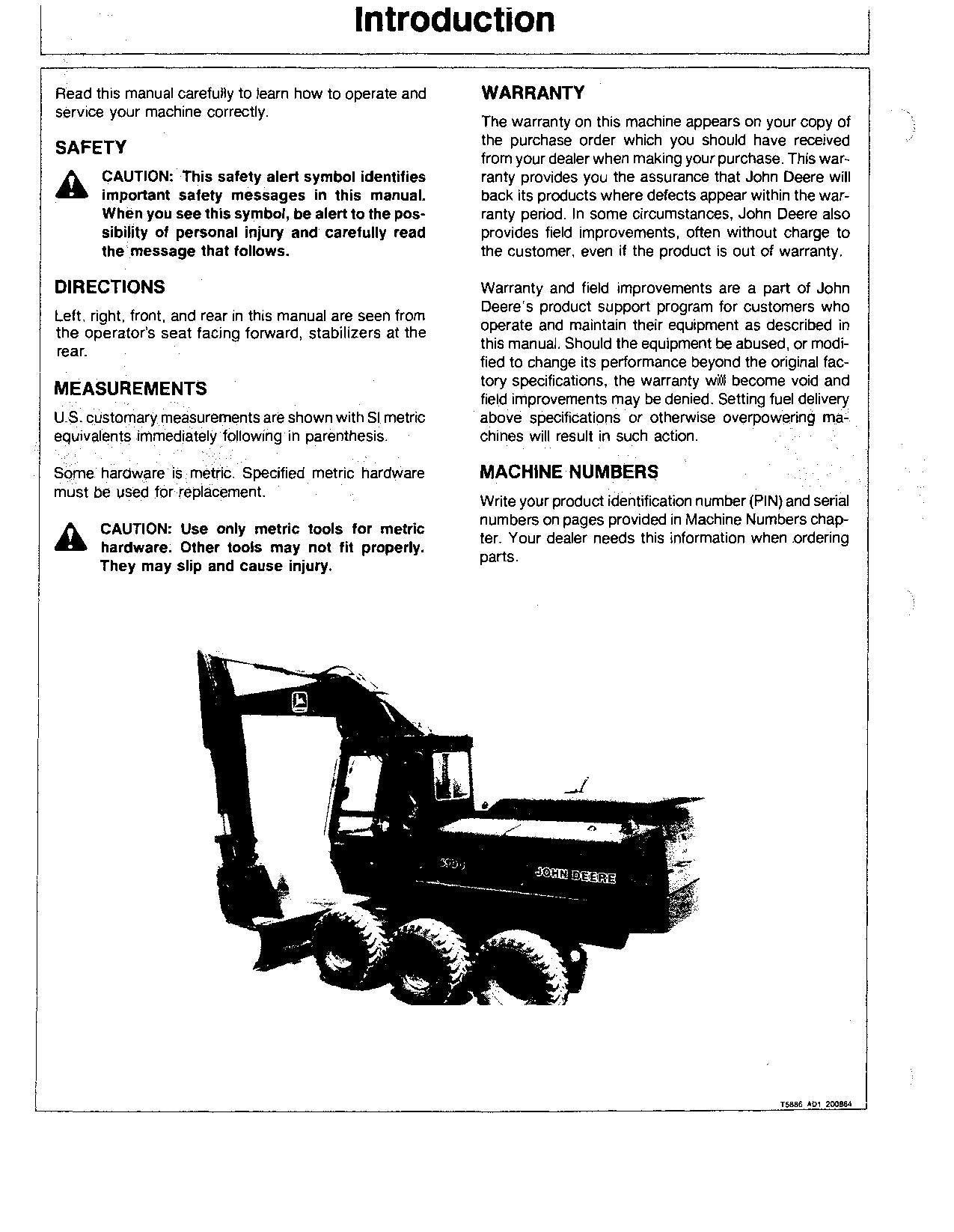 JOHN DEERE 690DR EXCAVATOR OPERATORS MANUAL