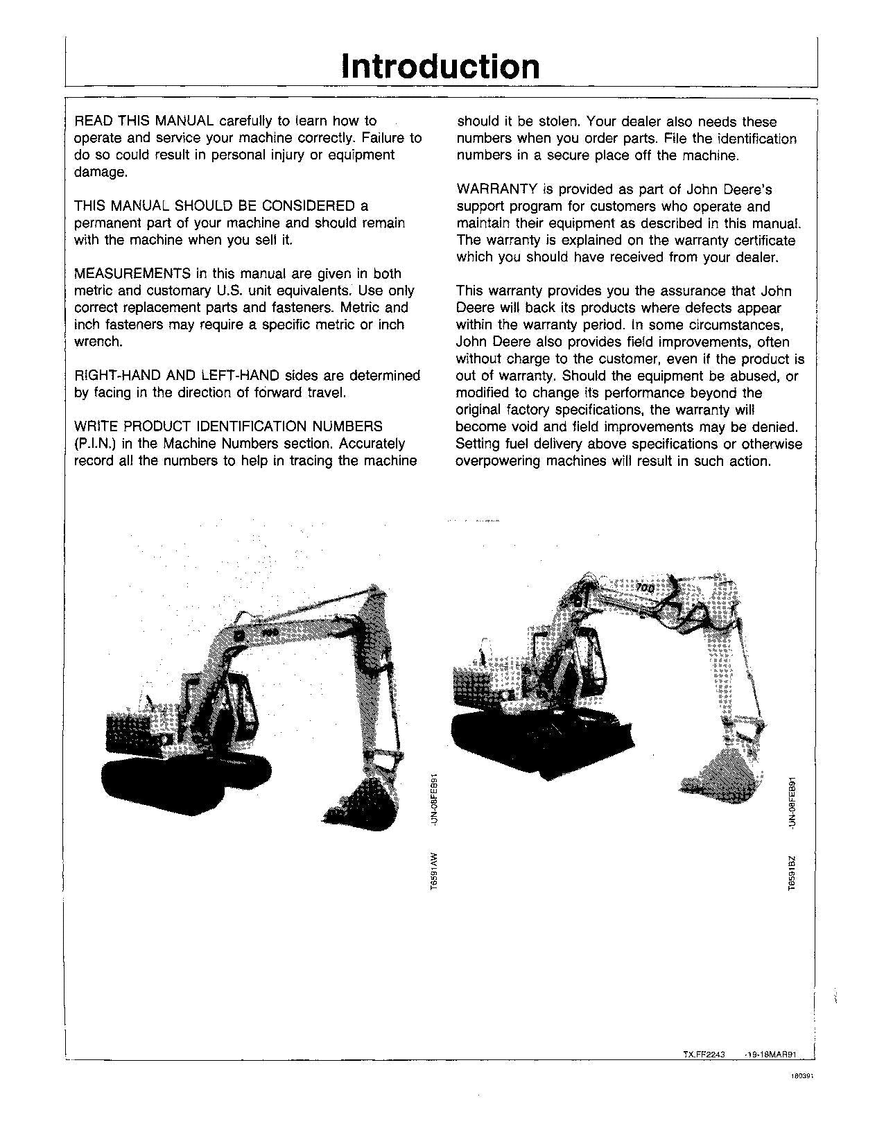 JOHN DEERE 70D EXCAVATOR OPERATORS MANUAL