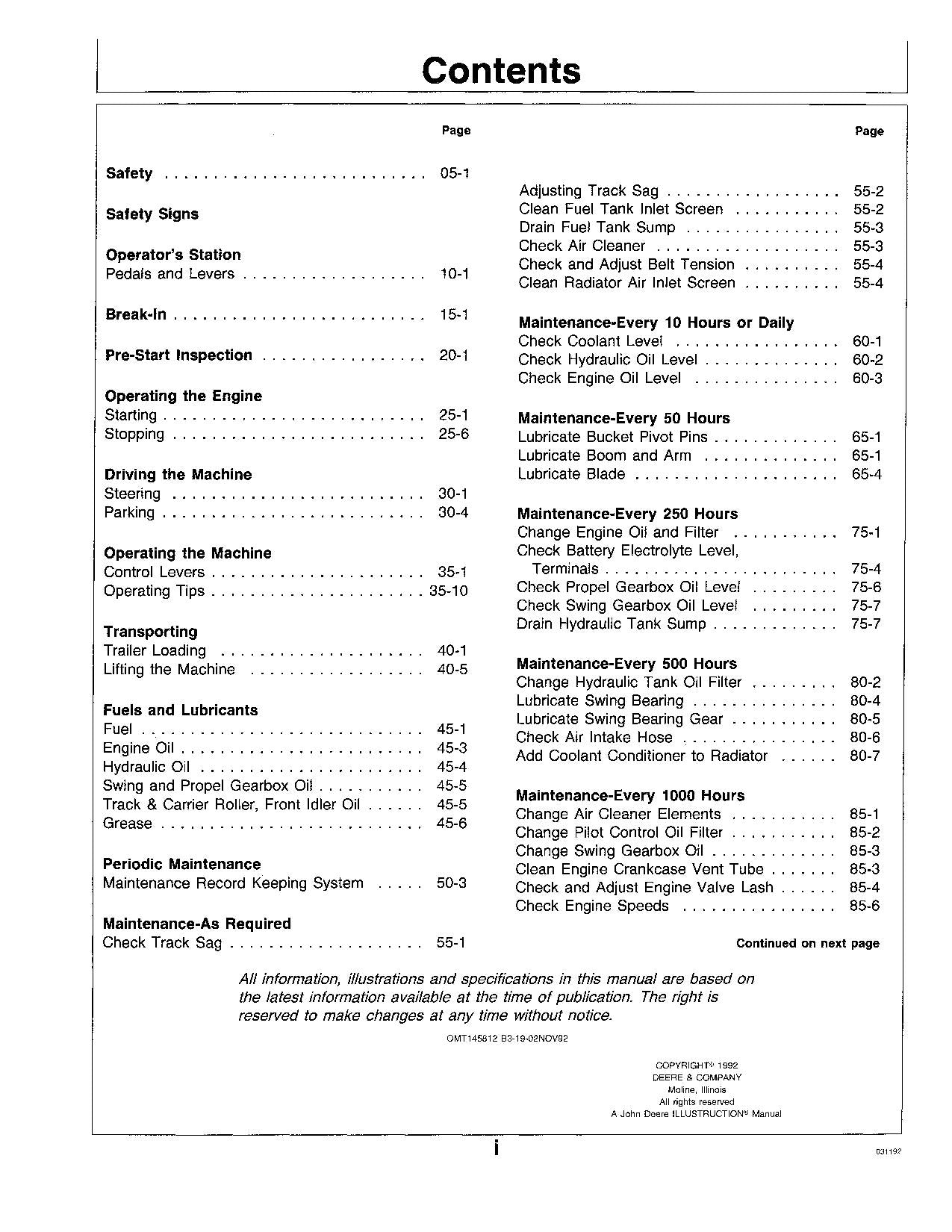 JOHN DEERE 190E EXCAVATOR OPERATORS MANUAL