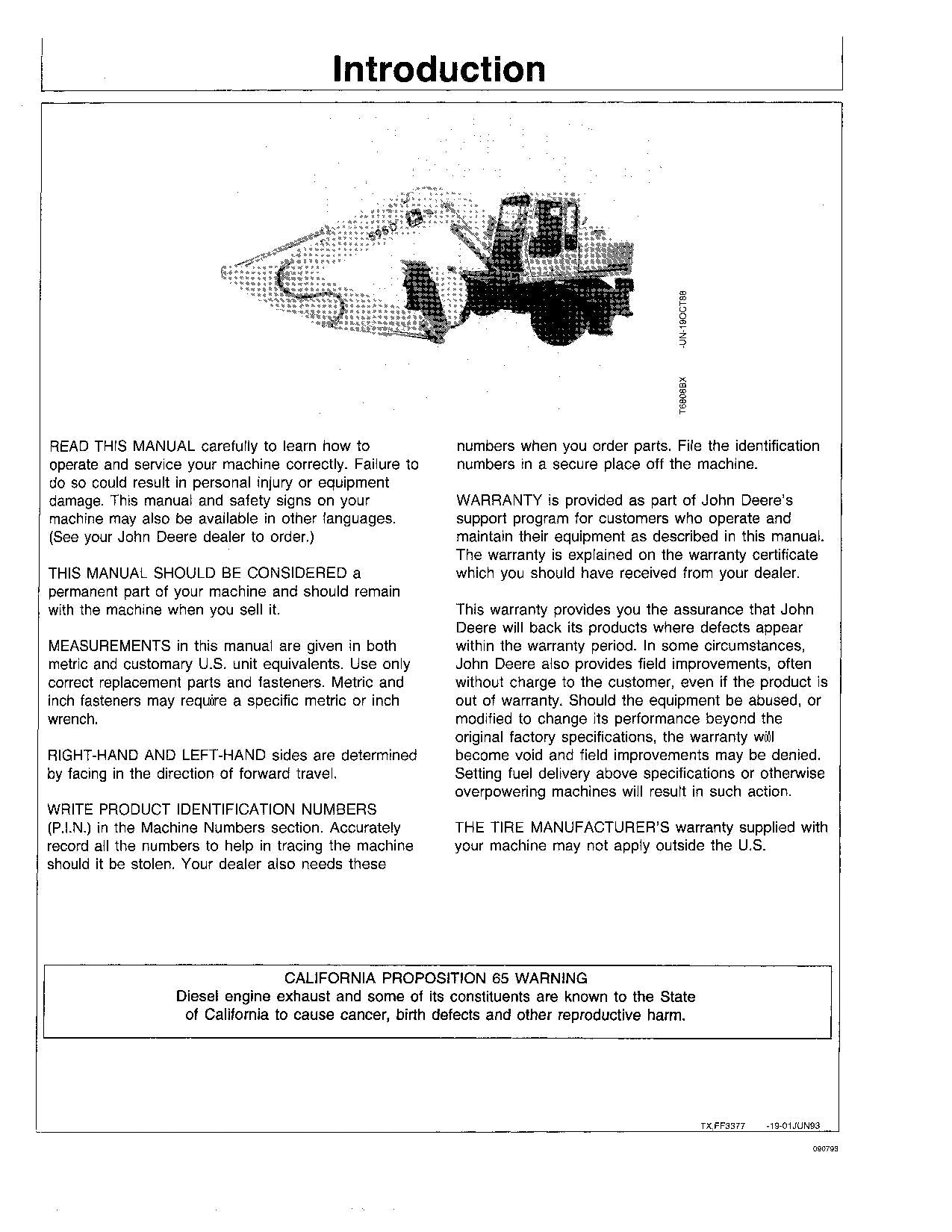 JOHN DEERE 595D EXCAVATOR OPERATORS MANUAL