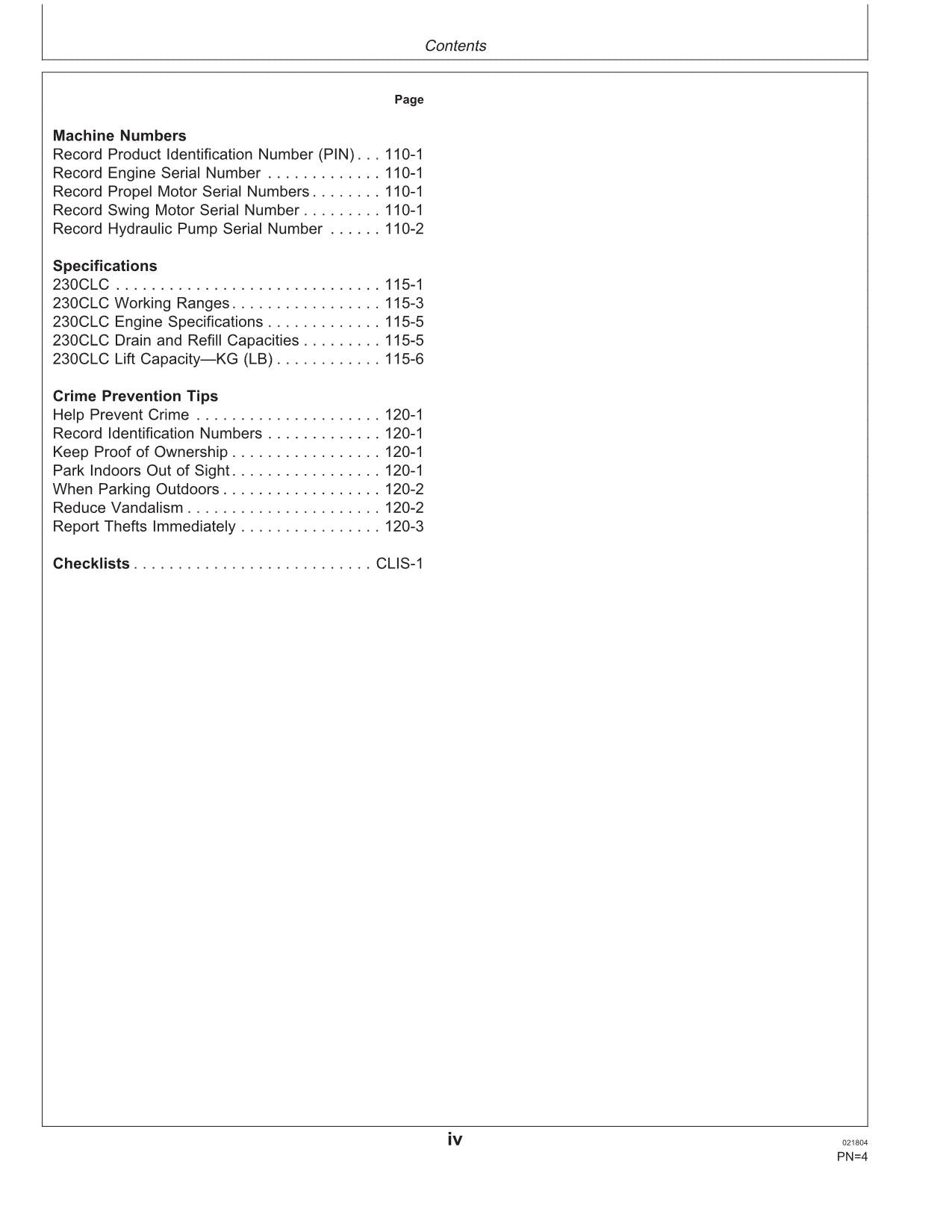 JOHN DEERE 230LC EXCAVATOR OPERATORS MANUAL