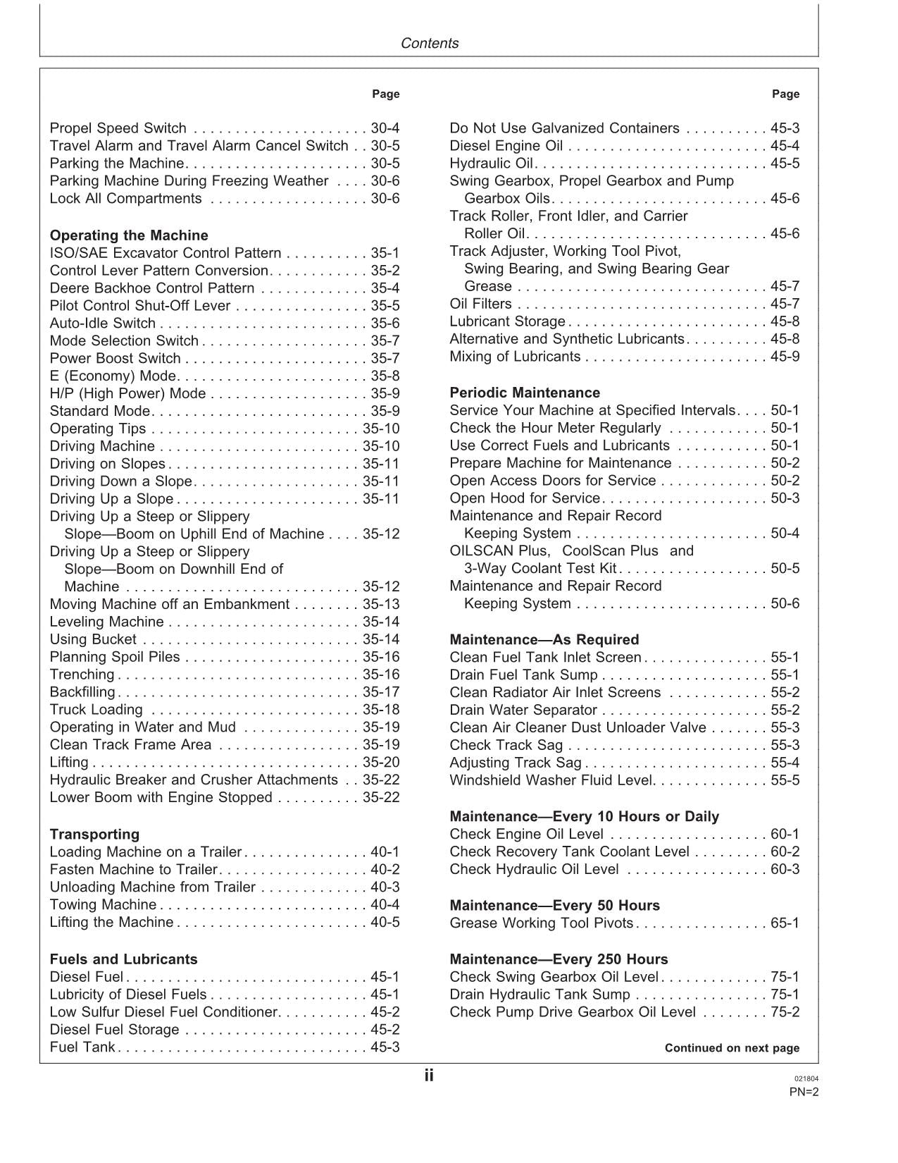 JOHN DEERE 230LC EXCAVATOR OPERATORS MANUAL