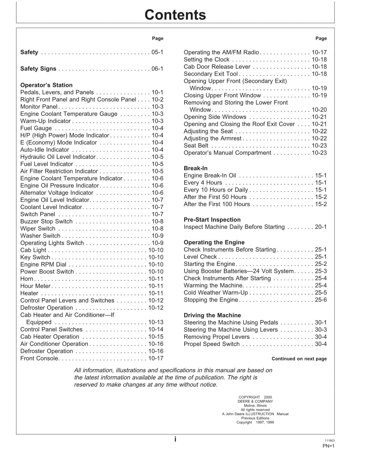 JOHN DEERE 450LC EXCAVATOR OPERATORS MANUAL