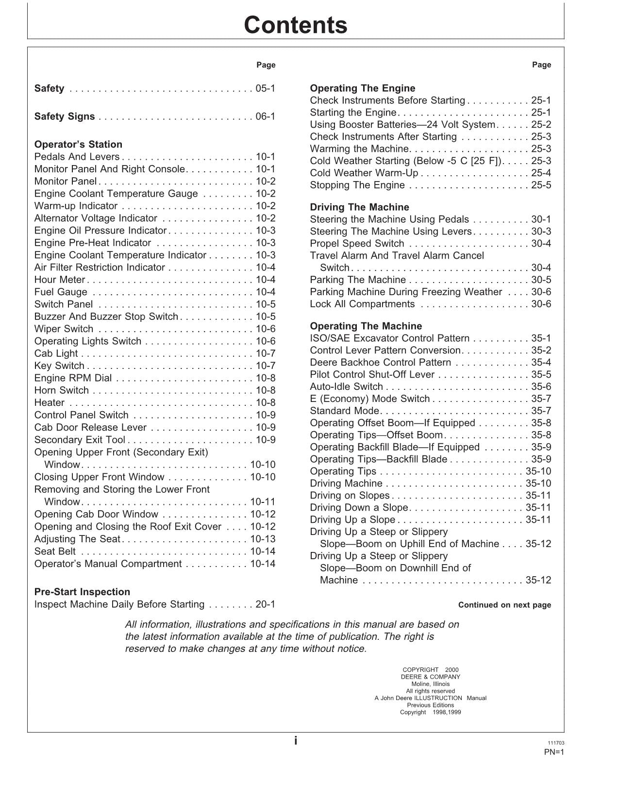 JOHN DEERE 80 EXCAVATOR OPERATORS MANUAL