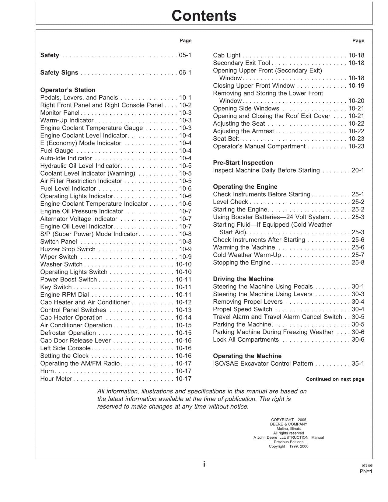 JOHN DEERE 550LC EXCAVATOR OPERATORS MANUAL