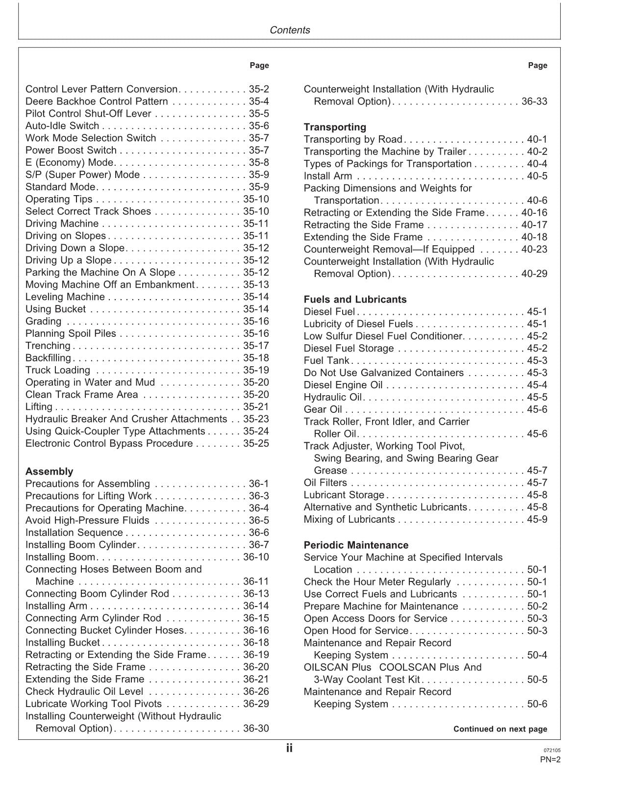 JOHN DEERE 550LC EXCAVATOR OPERATORS MANUAL